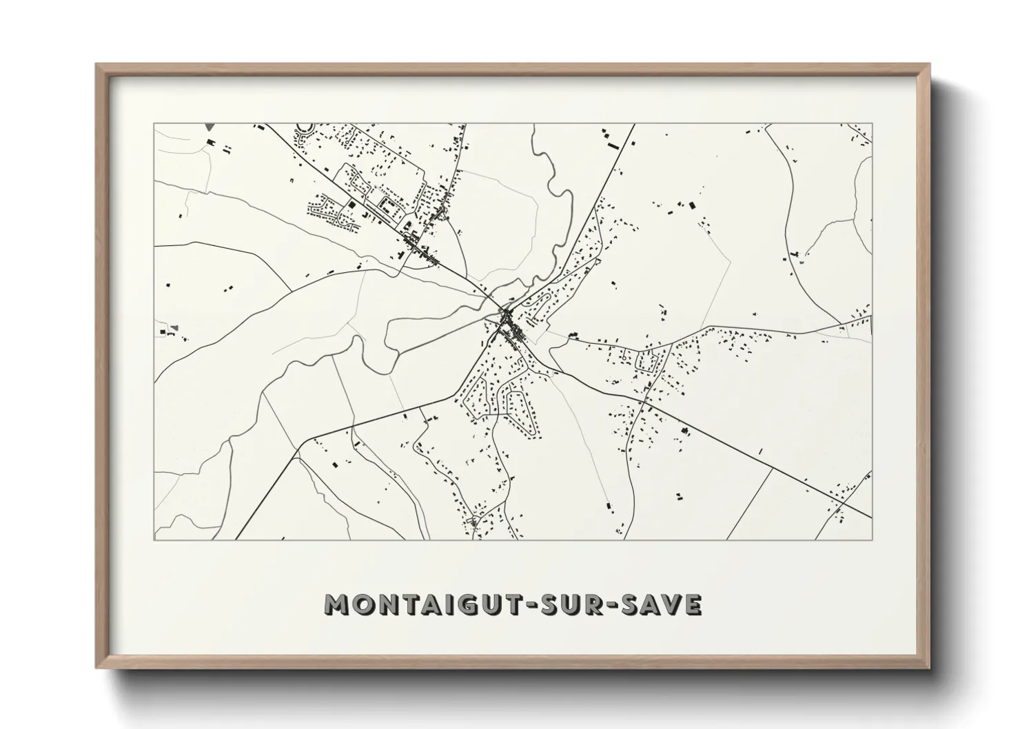Une affiche de carte sur Montaigut-sur-Save