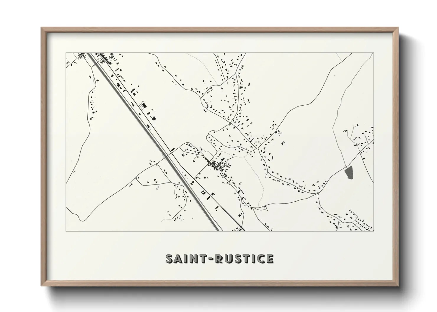 Une affiche de carte sur Saint-Rustice