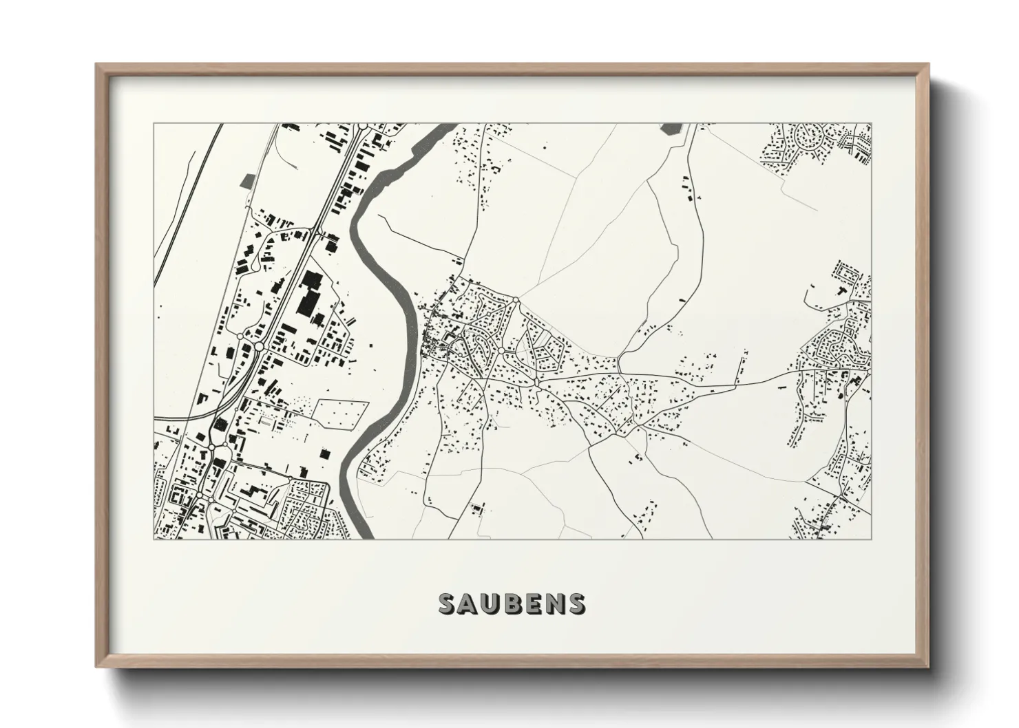 Une affiche de carte sur Saubens
