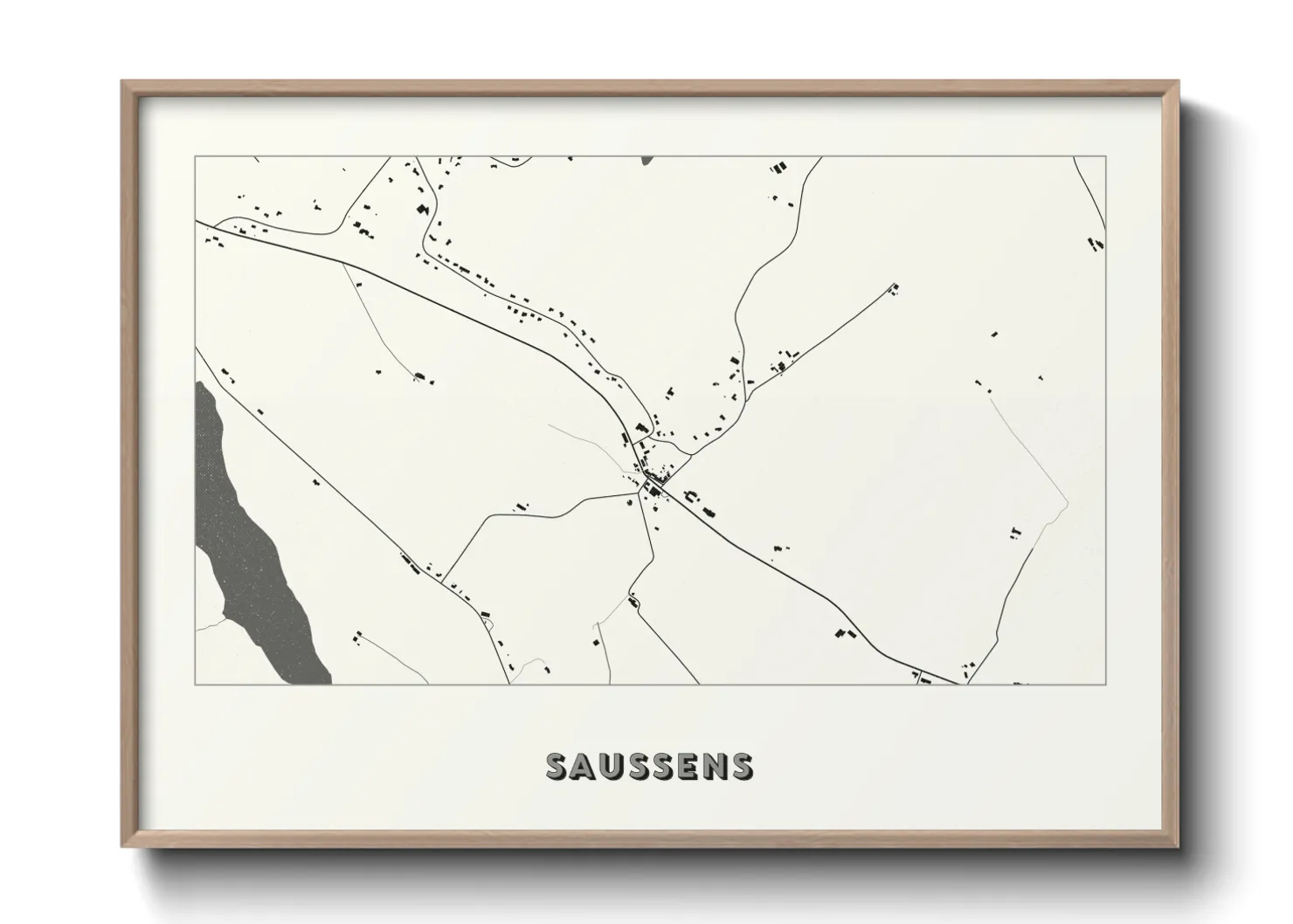 Une affiche de carte sur Saussens