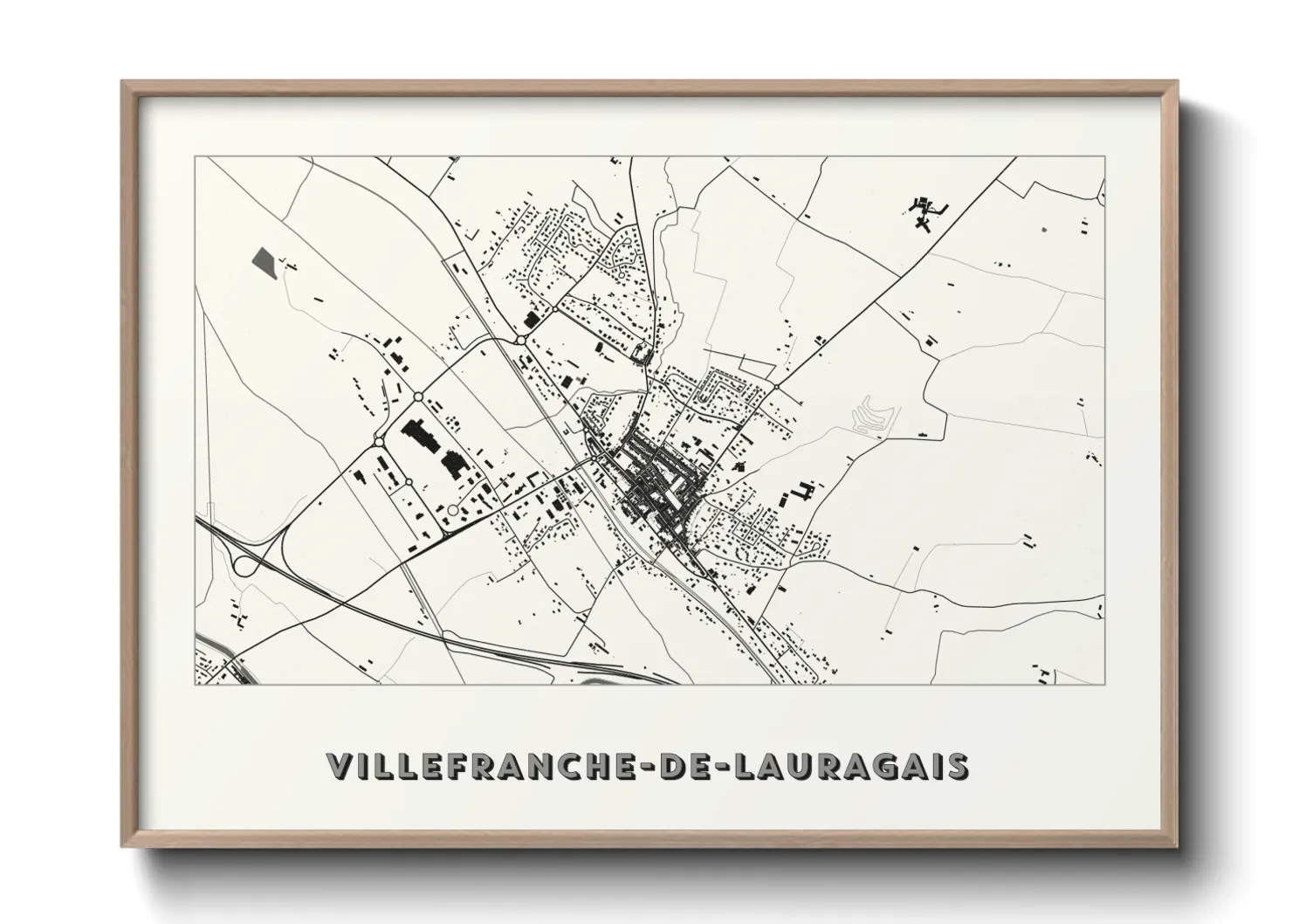 Une affiche de carte sur Villefranche-de-Lauragais