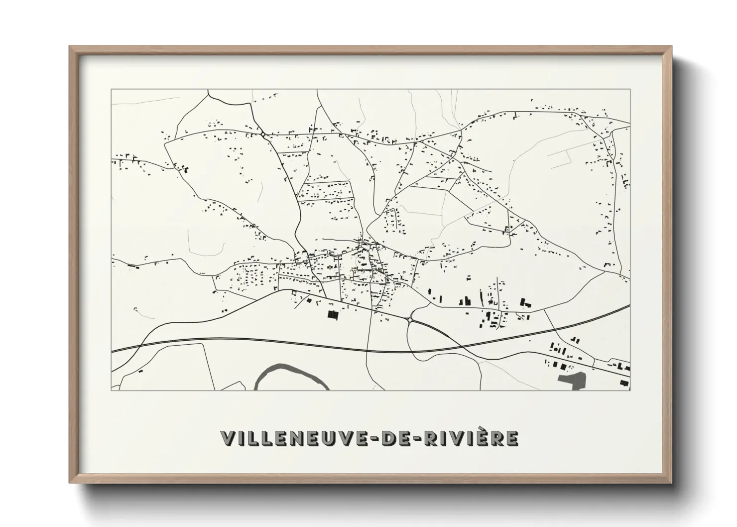 Une affiche de carte sur Villeneuve-de-Rivière