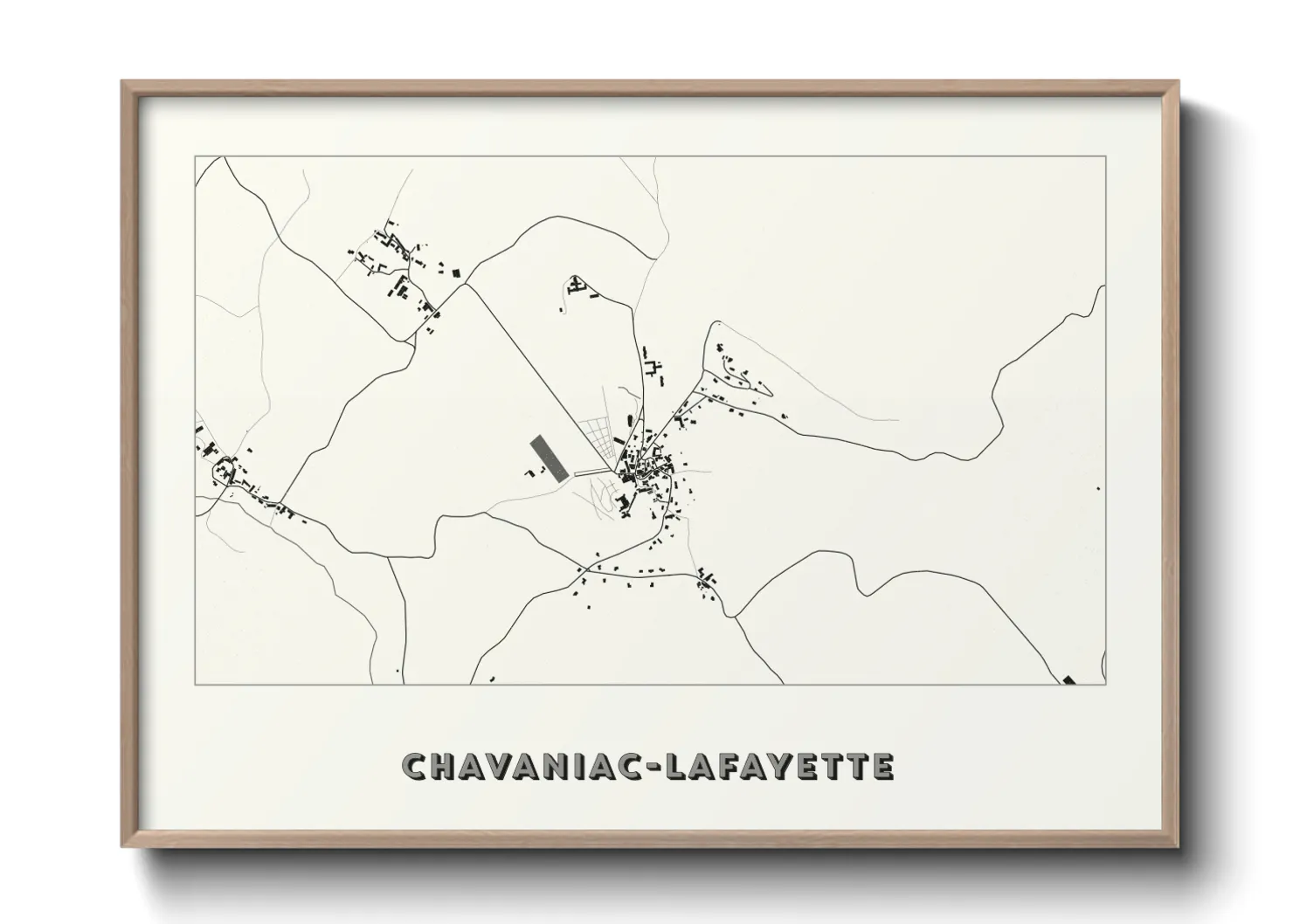 Une affiche de carte sur Chavaniac-Lafayette