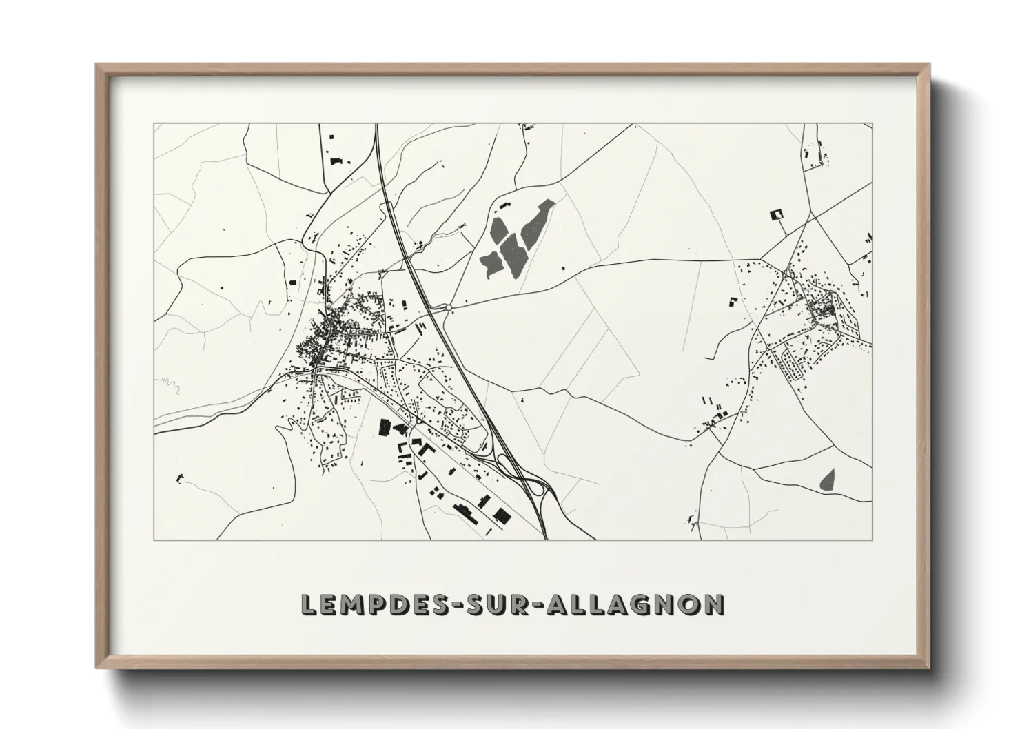 Une affiche de carte sur Lempdes-sur-Allagnon