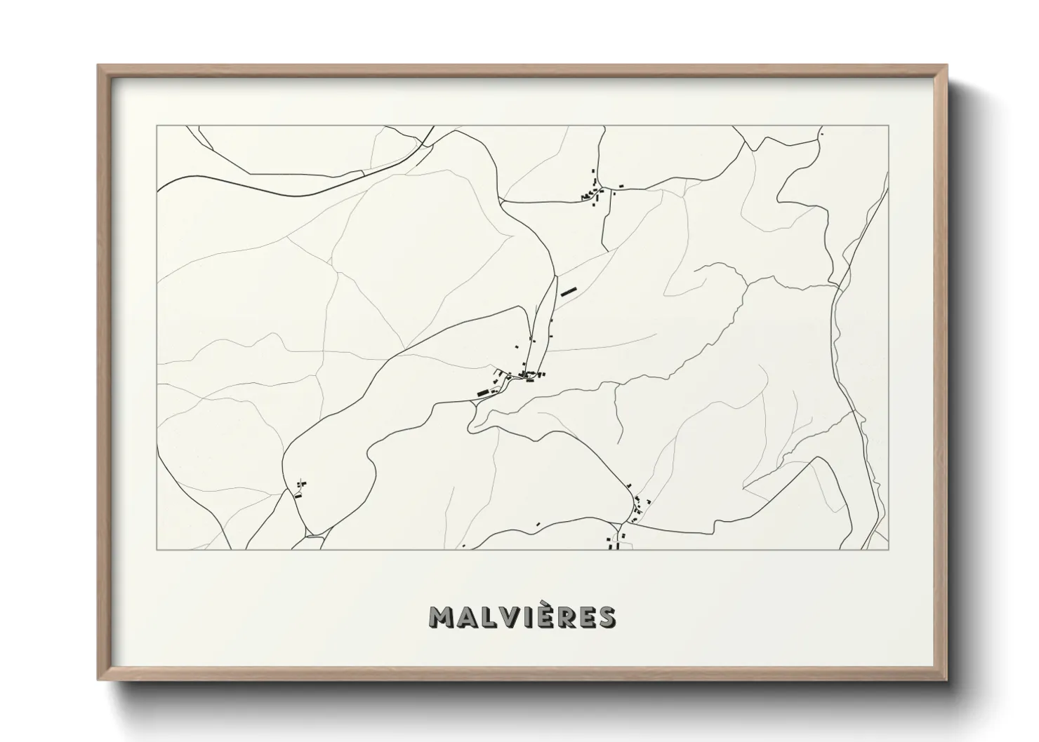 Une affiche de carte sur Malvières
