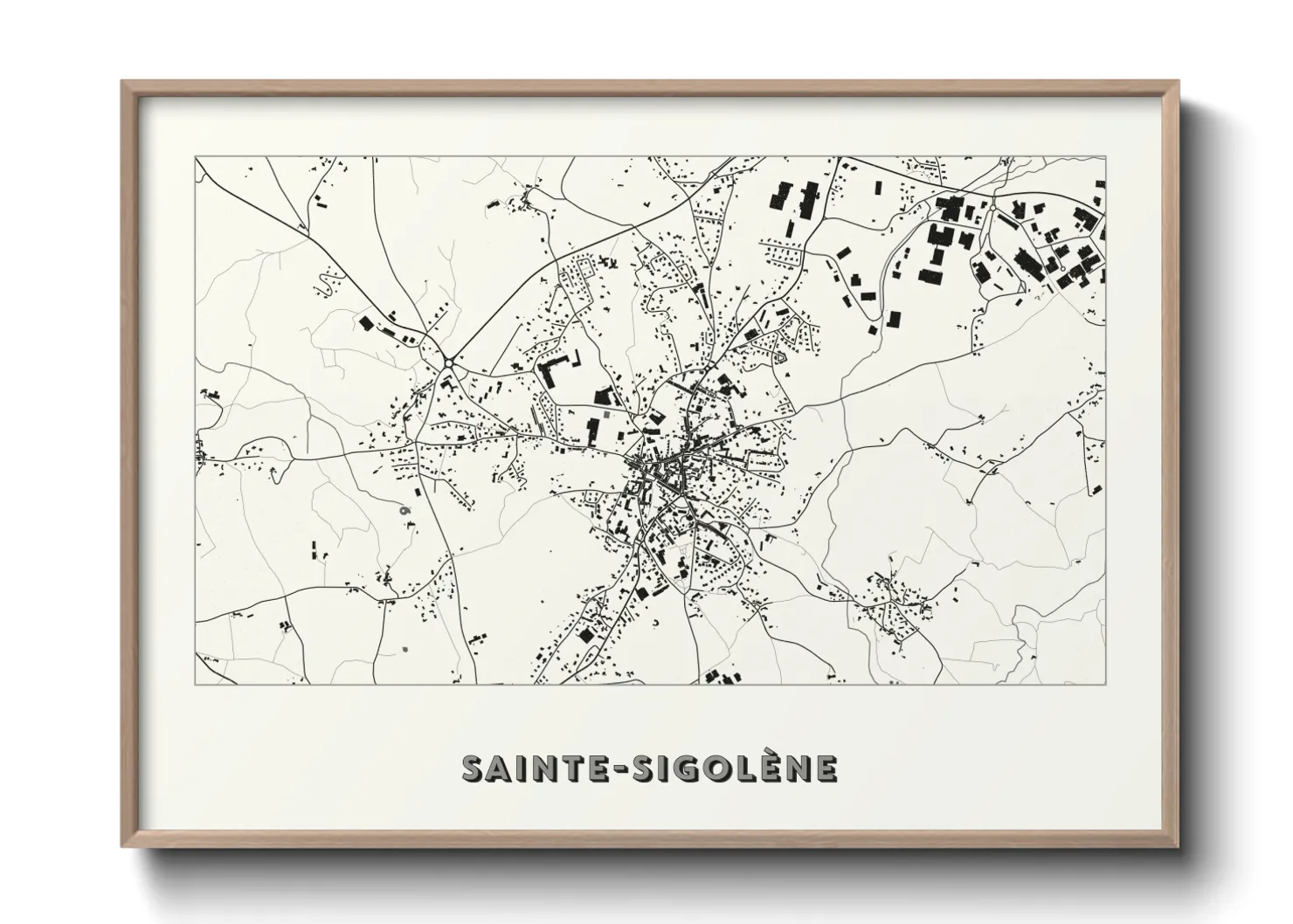 Une affiche de carte sur Sainte-Sigolène
