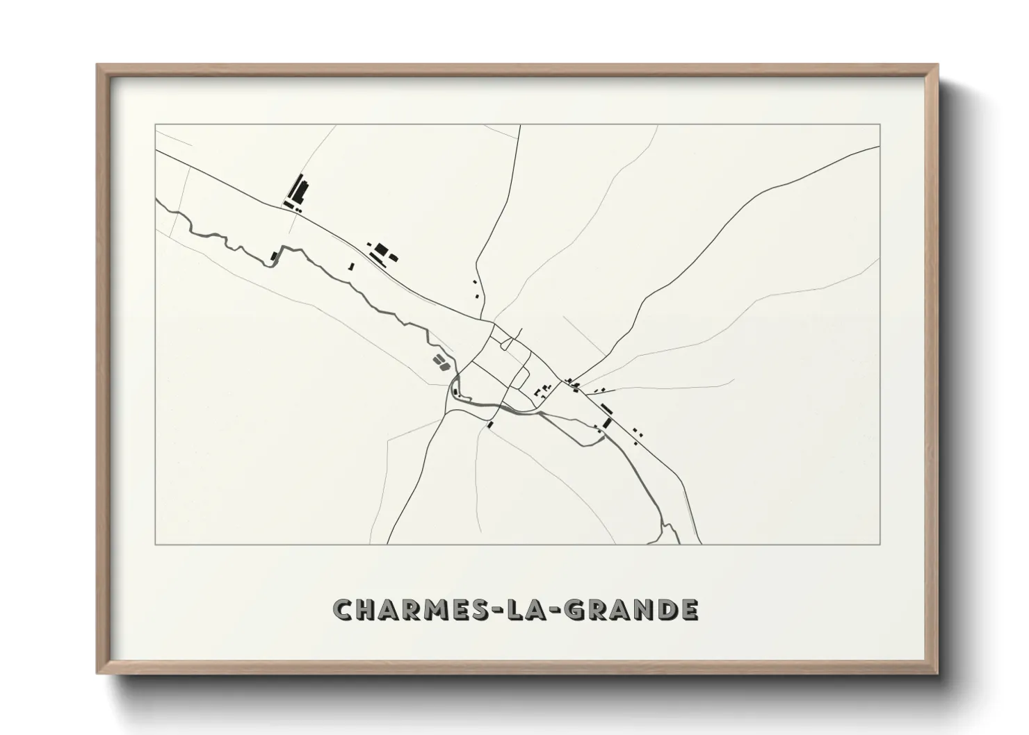Une affiche de carte sur Charmes-la-Grande