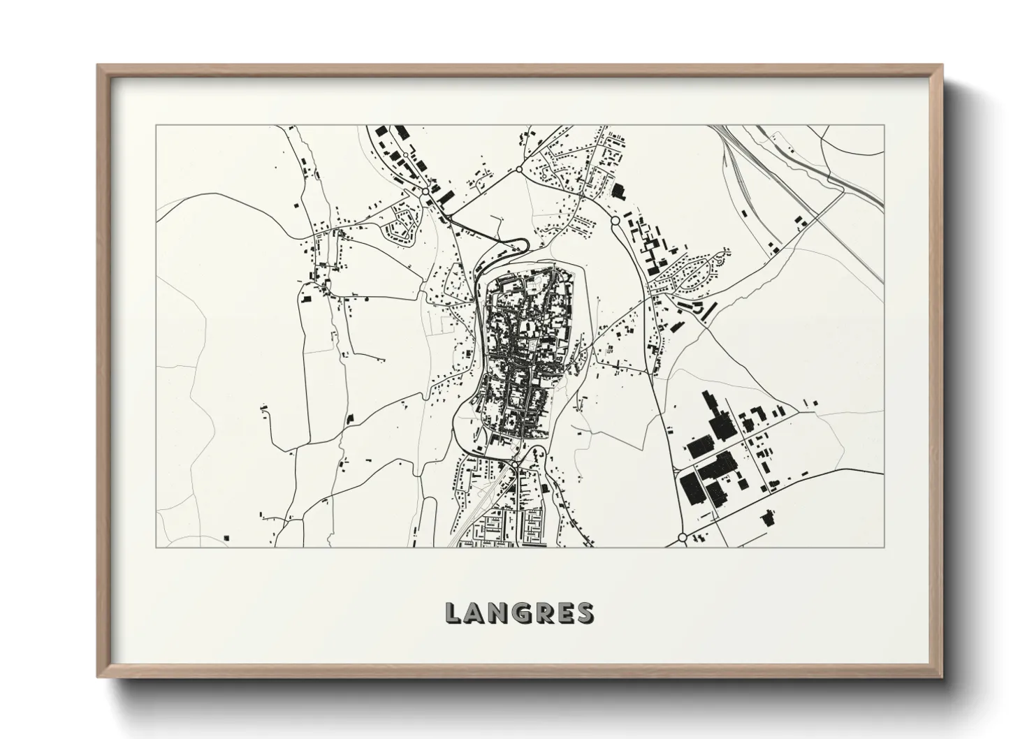 Une affiche de carte sur Langres