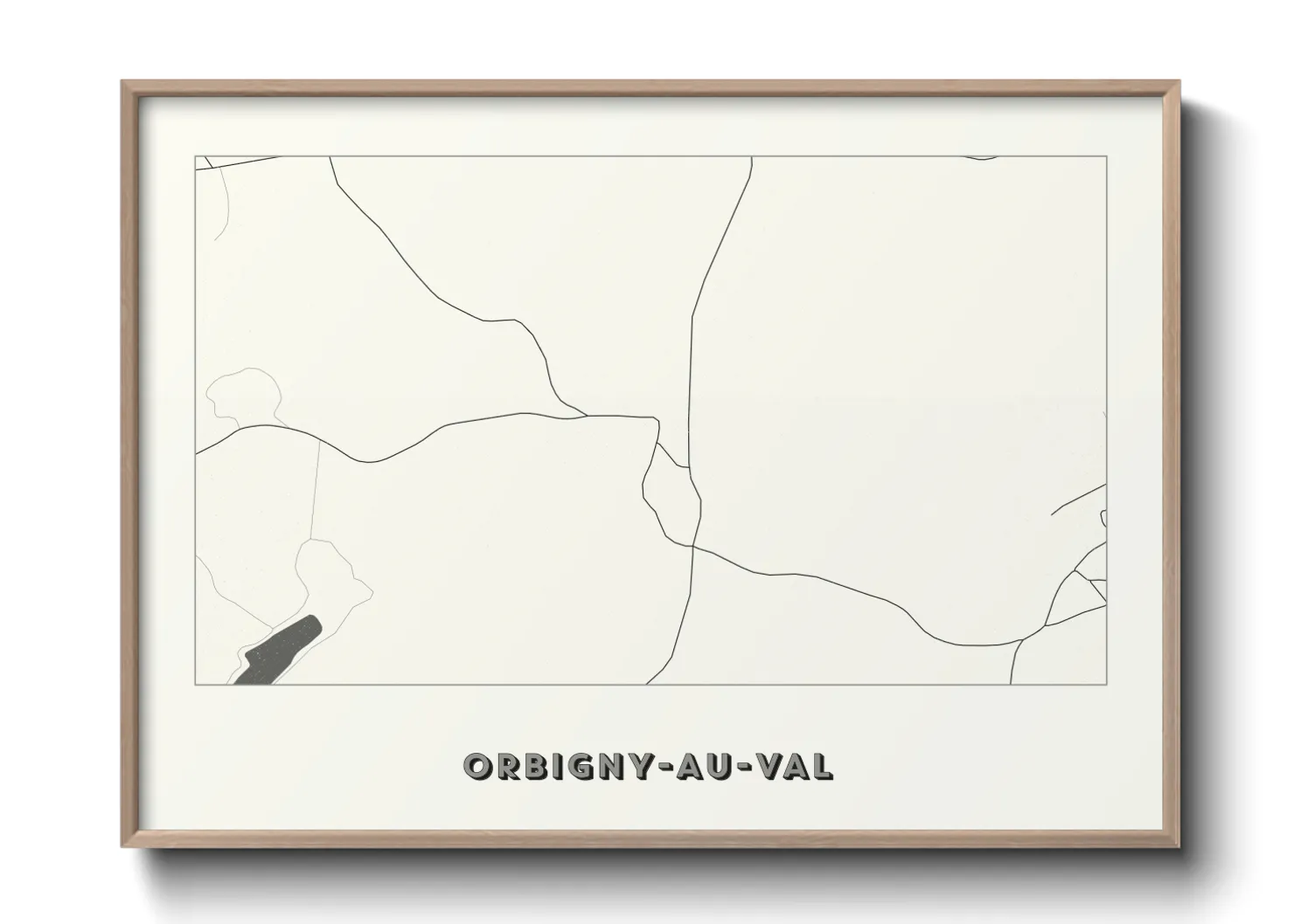 Une affiche de carte sur Orbigny-au-Val