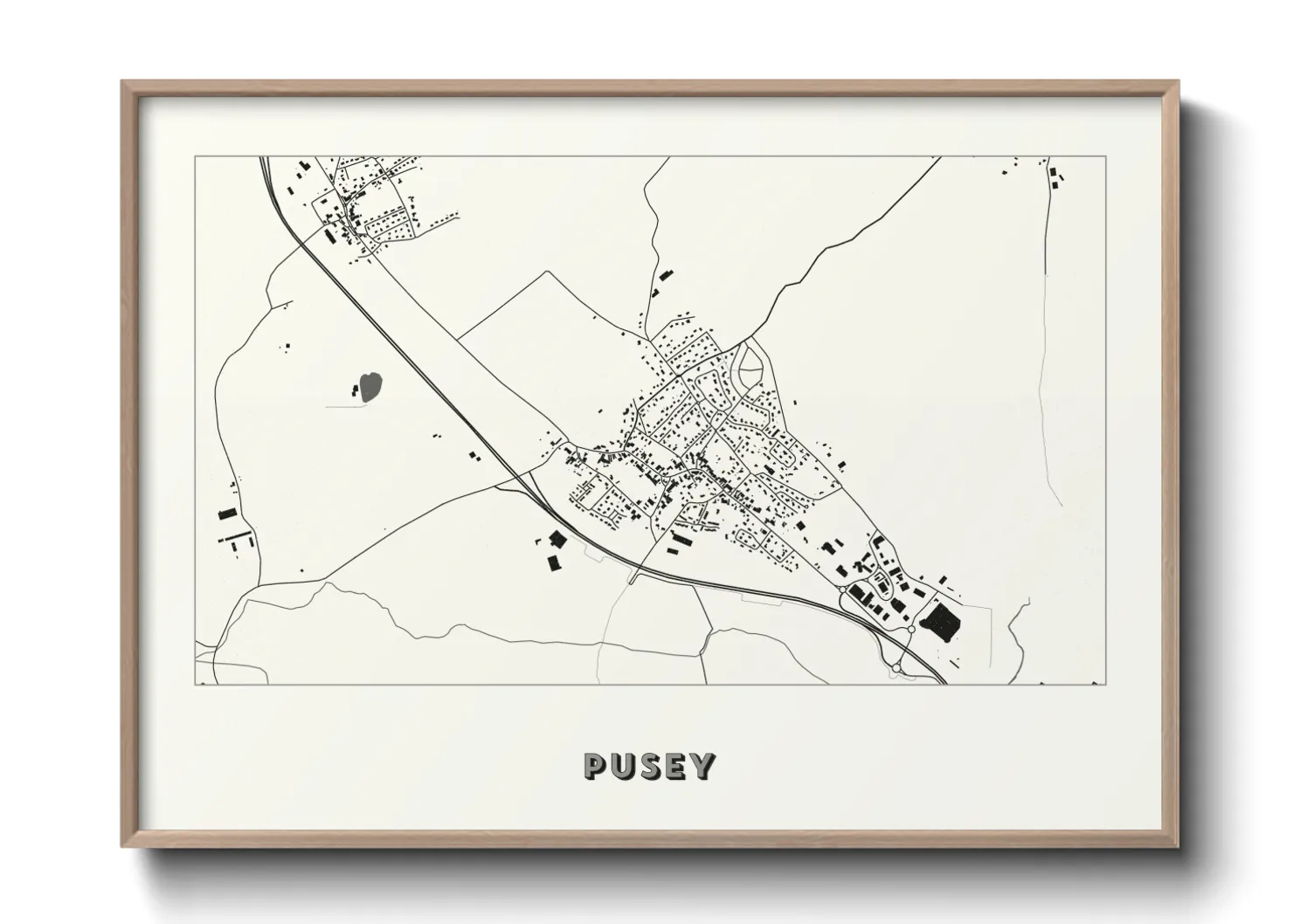 Une affiche de carte sur Pusey