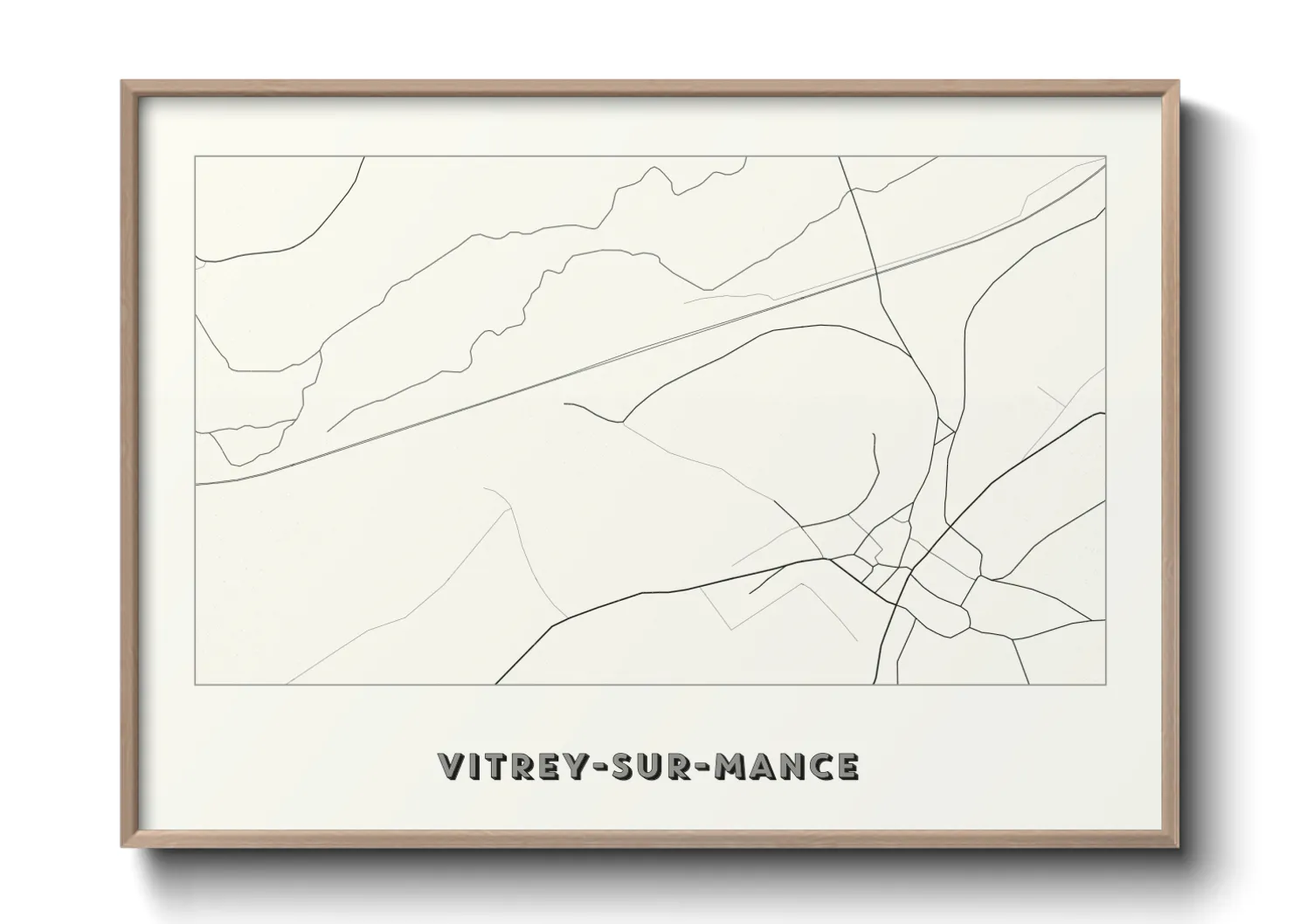 Une affiche de carte sur Vitrey-sur-Mance