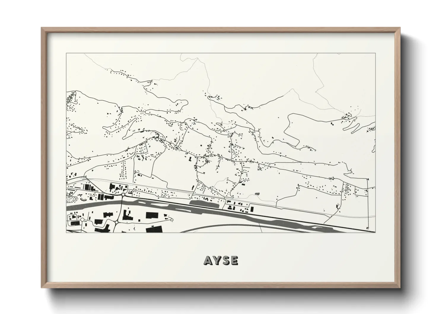 Une affiche de carte sur Ayse