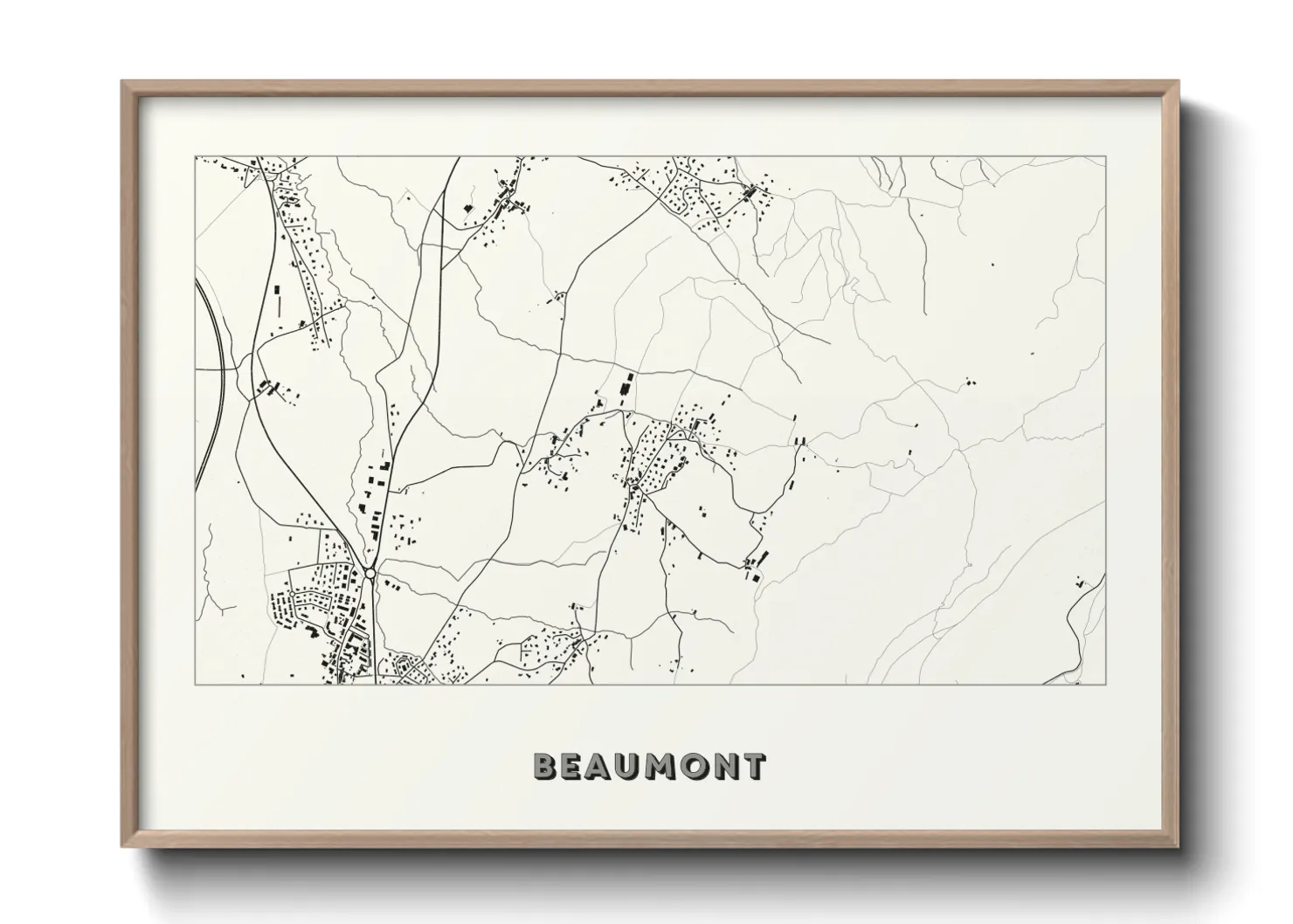 Une affiche de carte sur Beaumont
