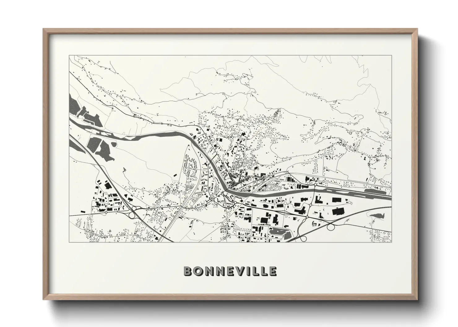 Une affiche de carte sur Bonneville