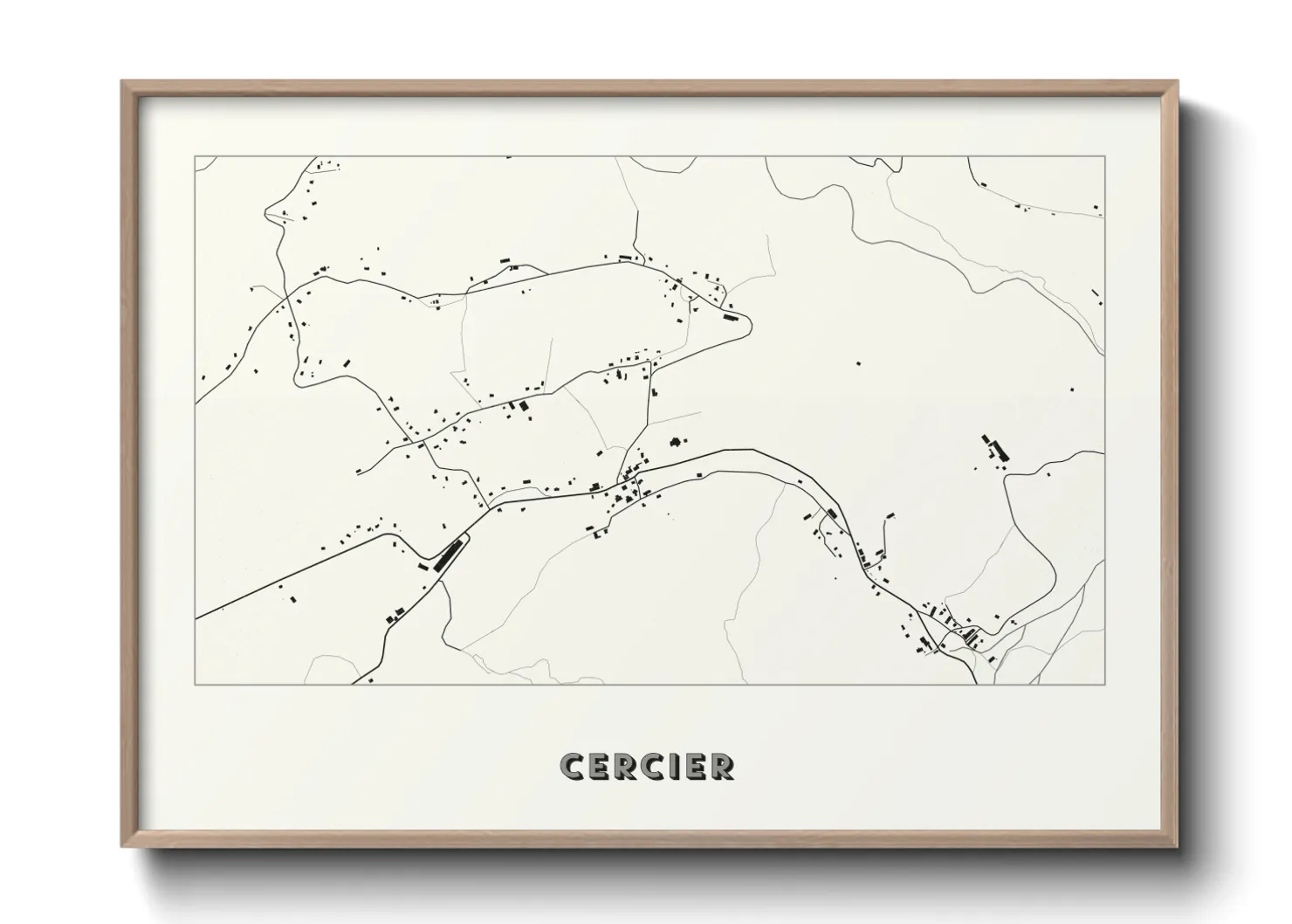 Une affiche de carte sur Cercier