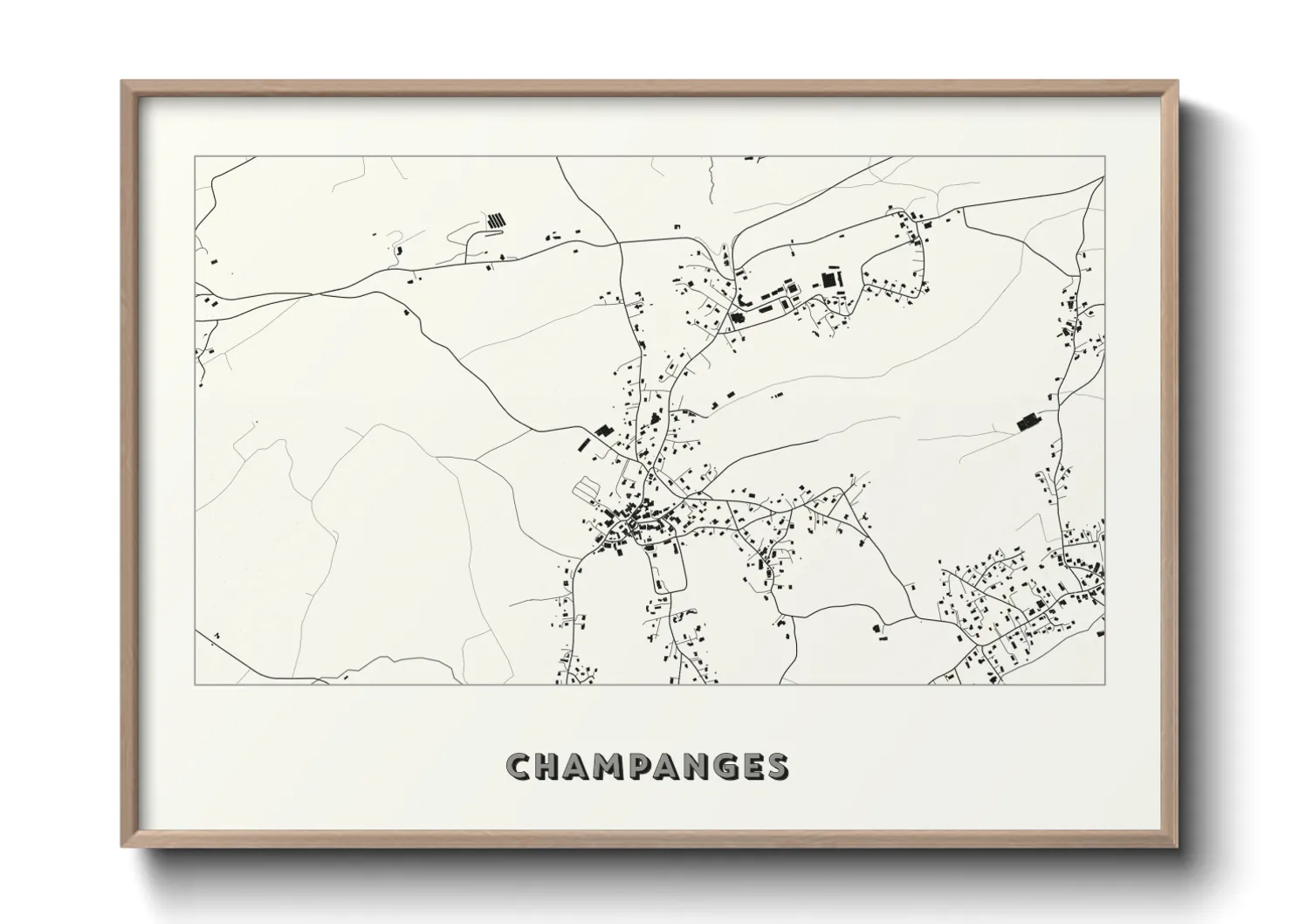 Une affiche de carte sur Champanges