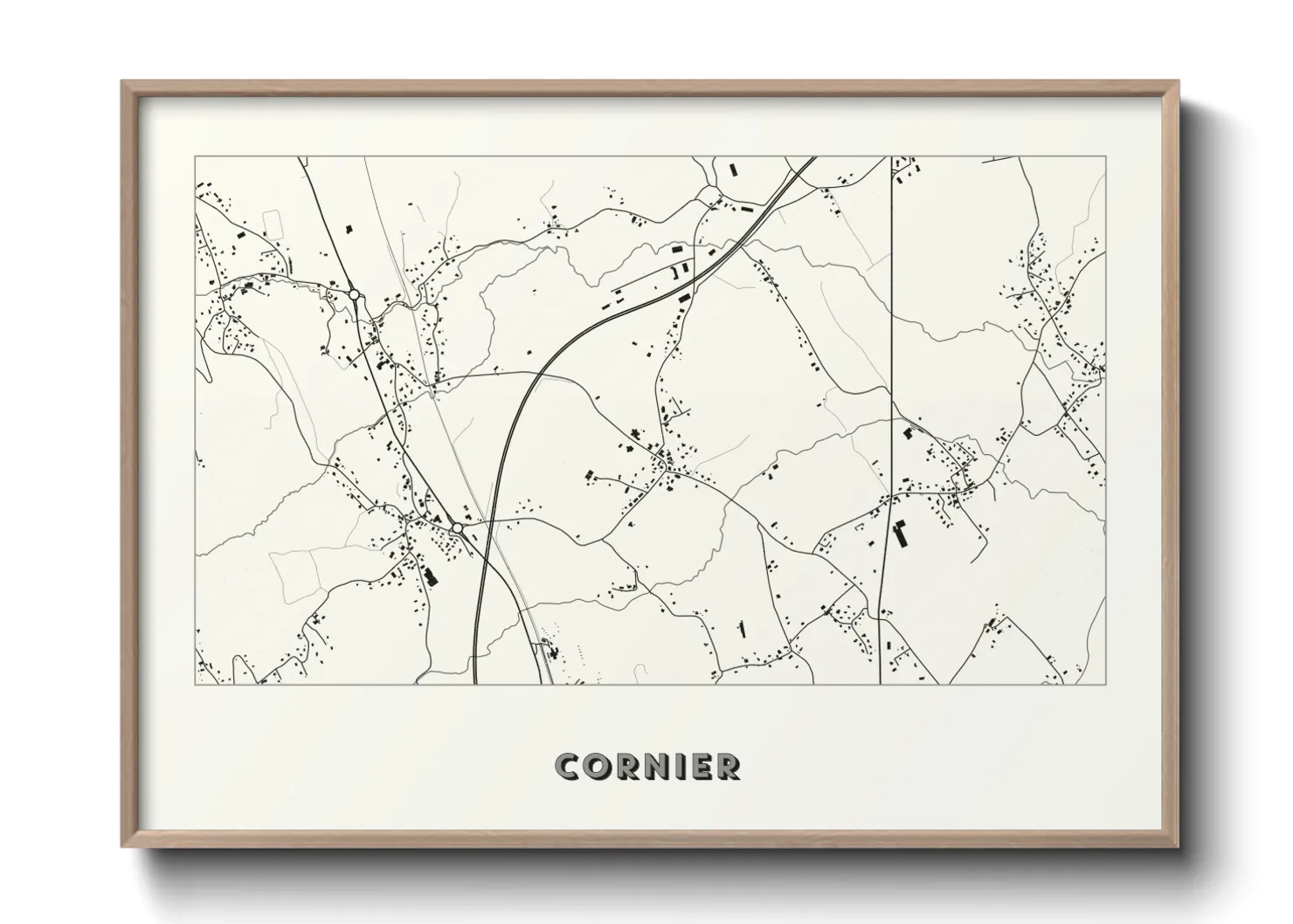 Une affiche de carte sur Cornier