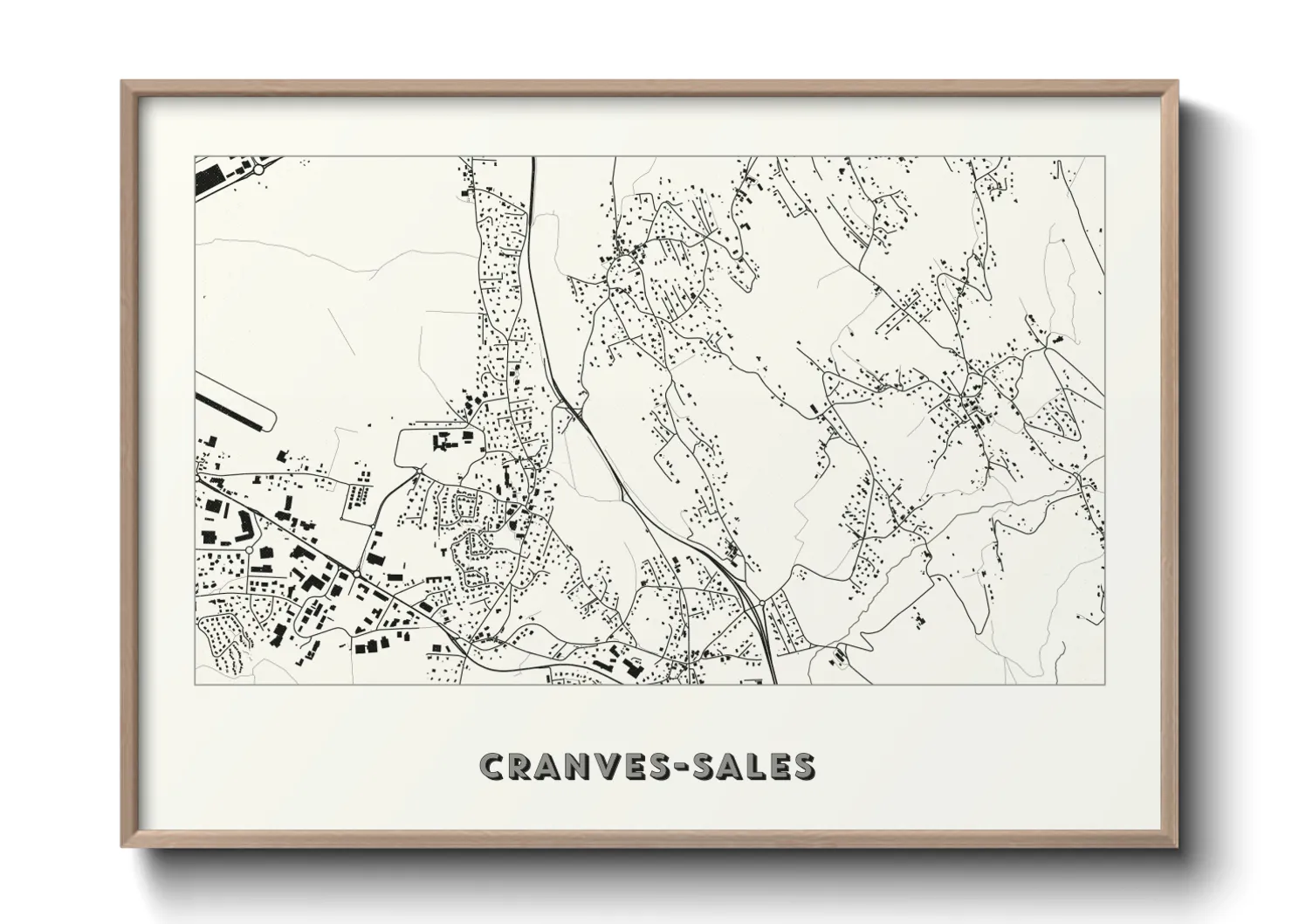 Une affiche de carte sur Cranves-Sales
