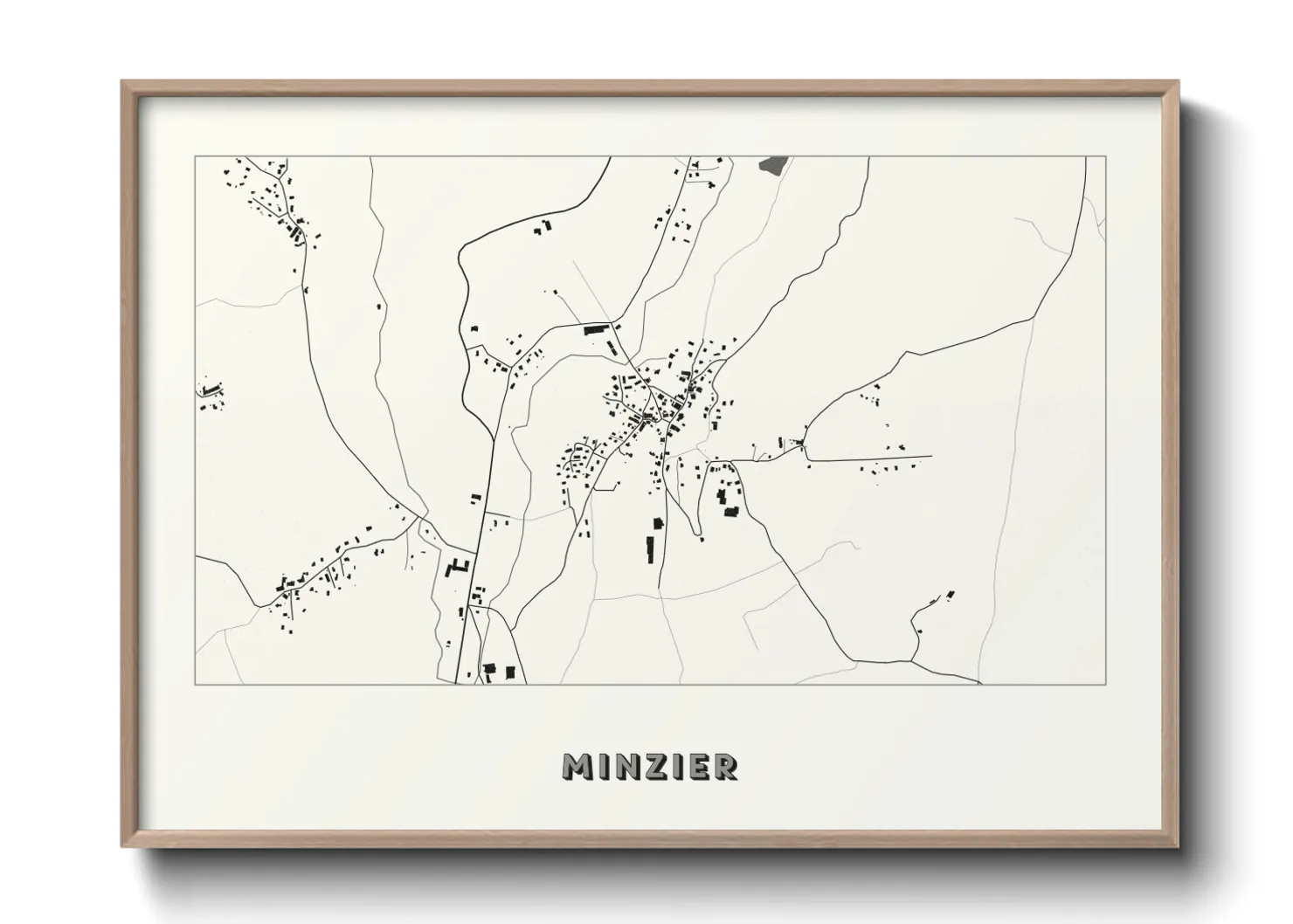 Une affiche de carte sur Minzier