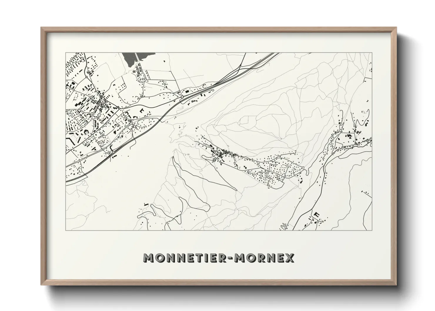 Une affiche de carte sur Monnetier-Mornex