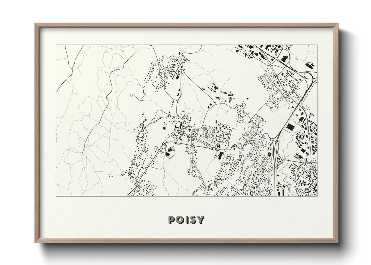 Une affiche de carte sur Poisy