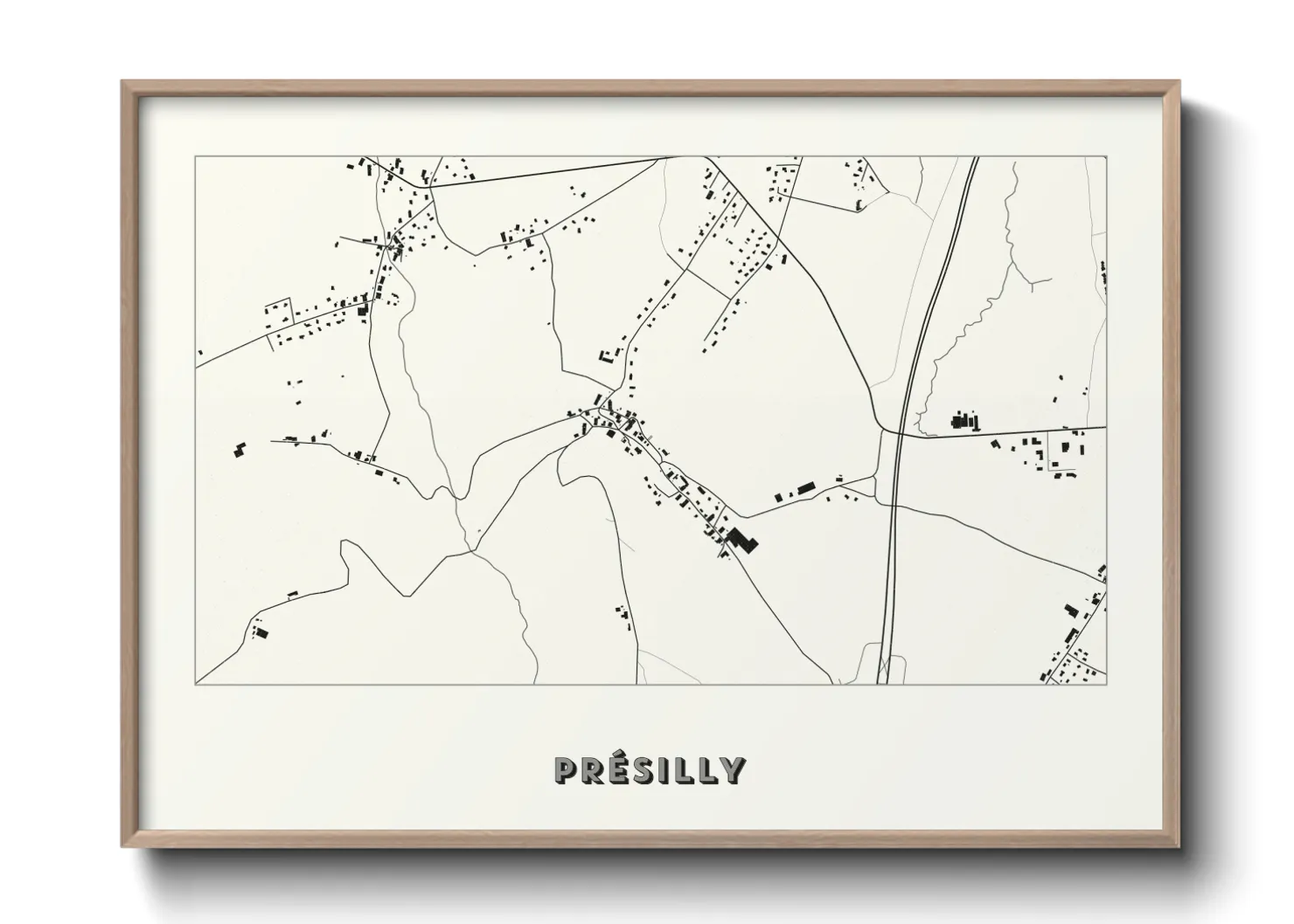 Une affiche de carte sur Présilly