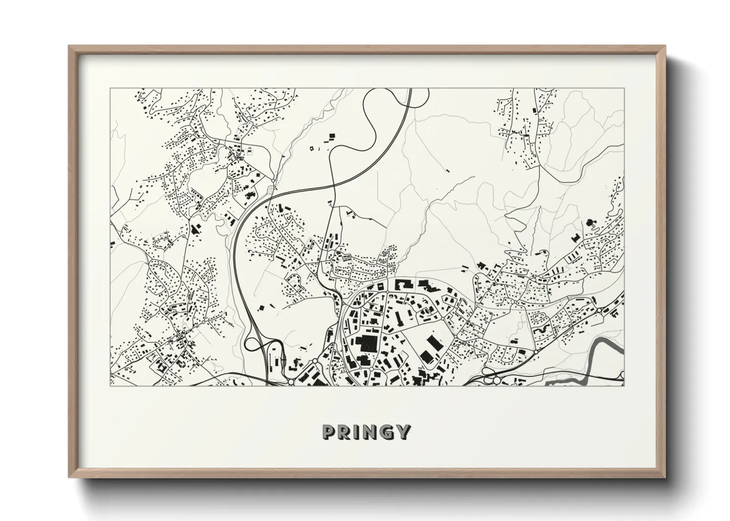 Une affiche de carte sur Pringy