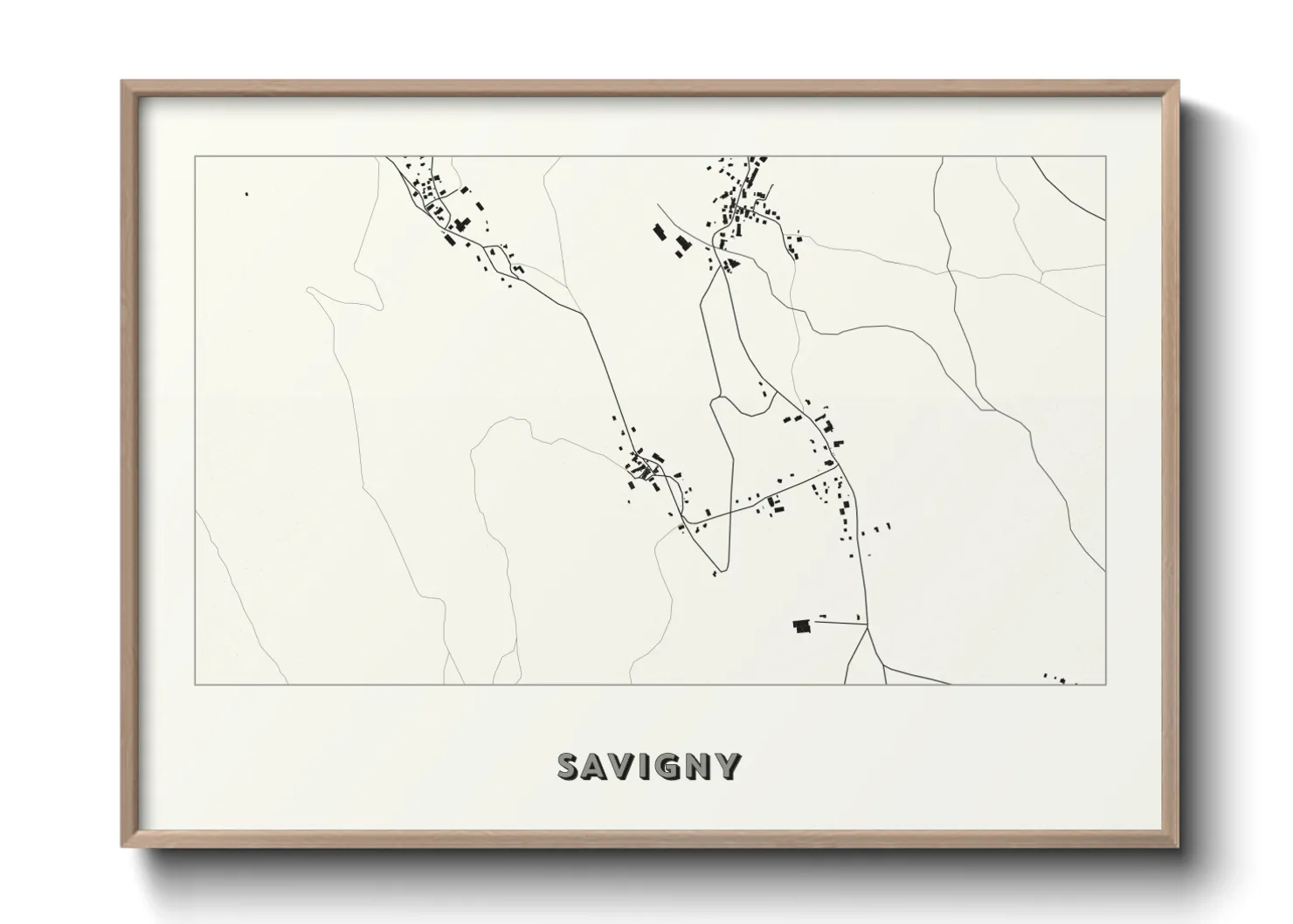 Une affiche de carte sur Savigny