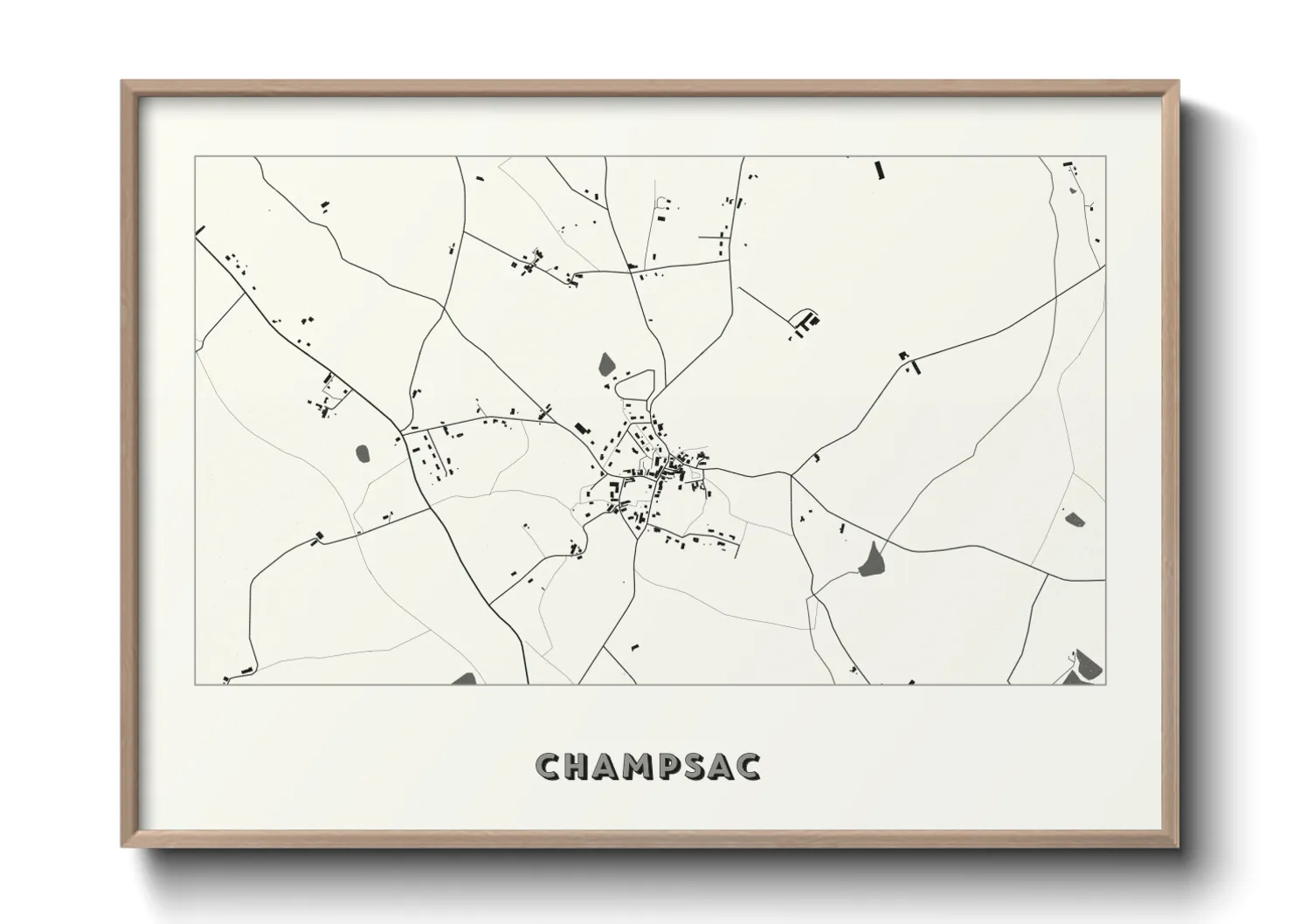 Une affiche de carte sur Champsac