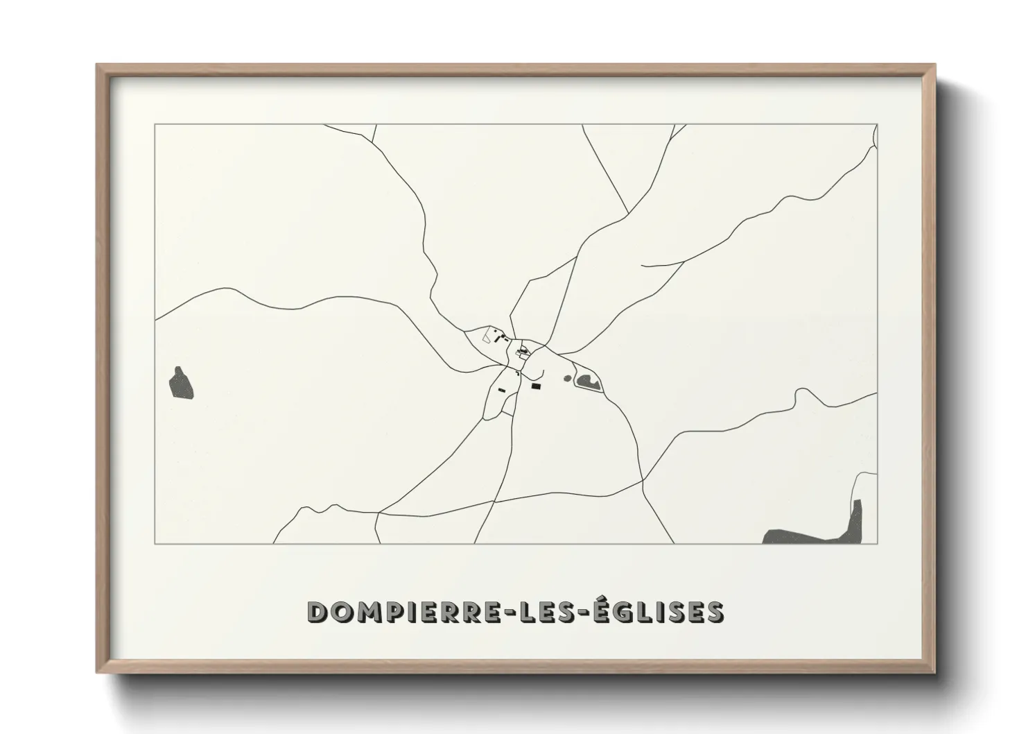 Une affiche de carte sur Dompierre-les-Églises