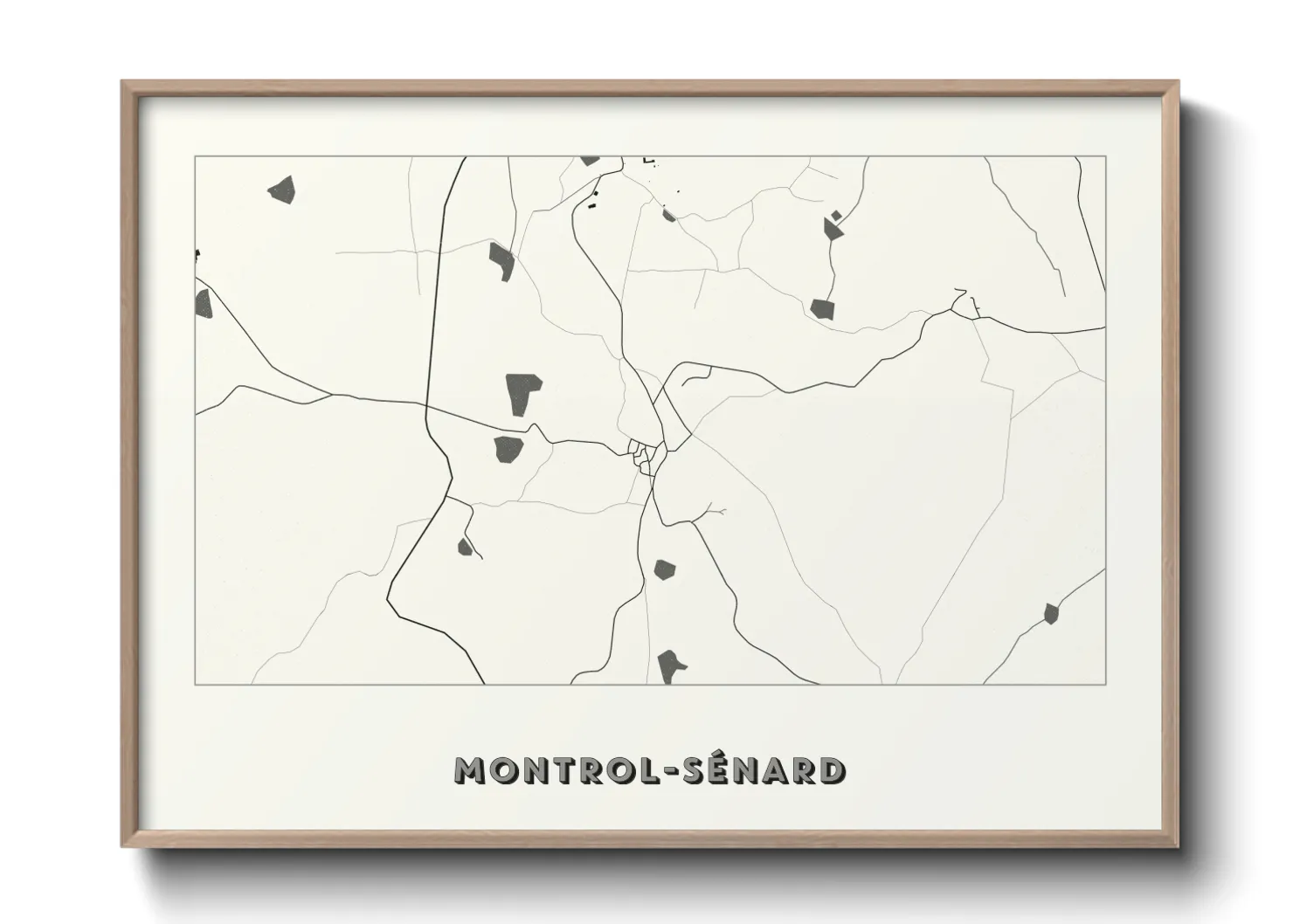Une affiche de carte sur Montrol-Sénard