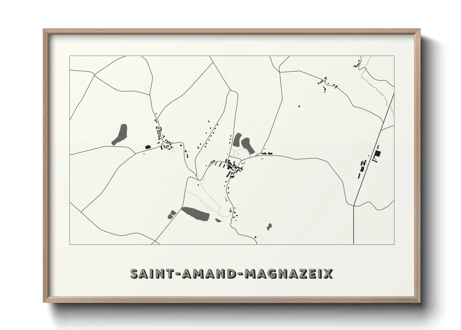 Une affiche de carte sur Saint-Amand-Magnazeix