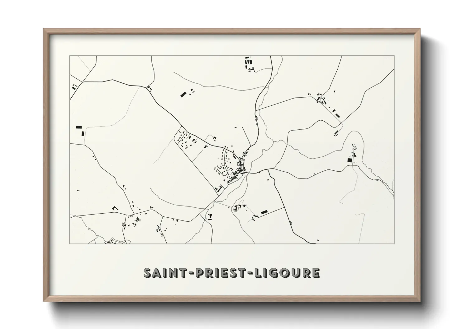 Une affiche de carte sur Saint-Priest-Ligoure