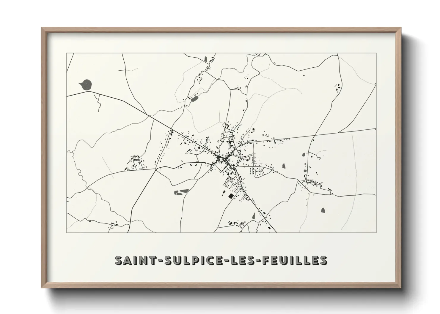 Une affiche de carte sur Saint-Sulpice-les-Feuilles