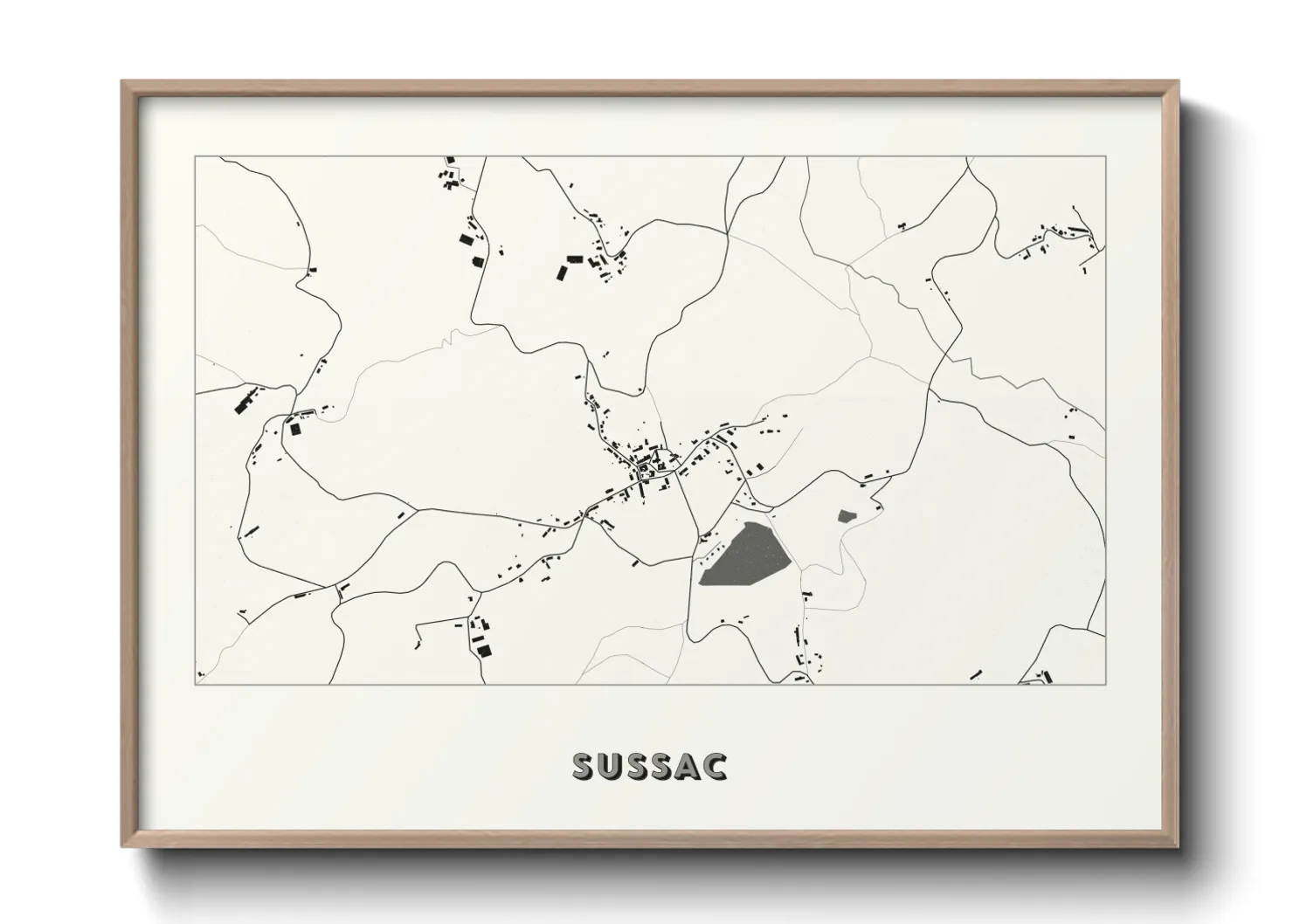 Une affiche de carte sur Sussac