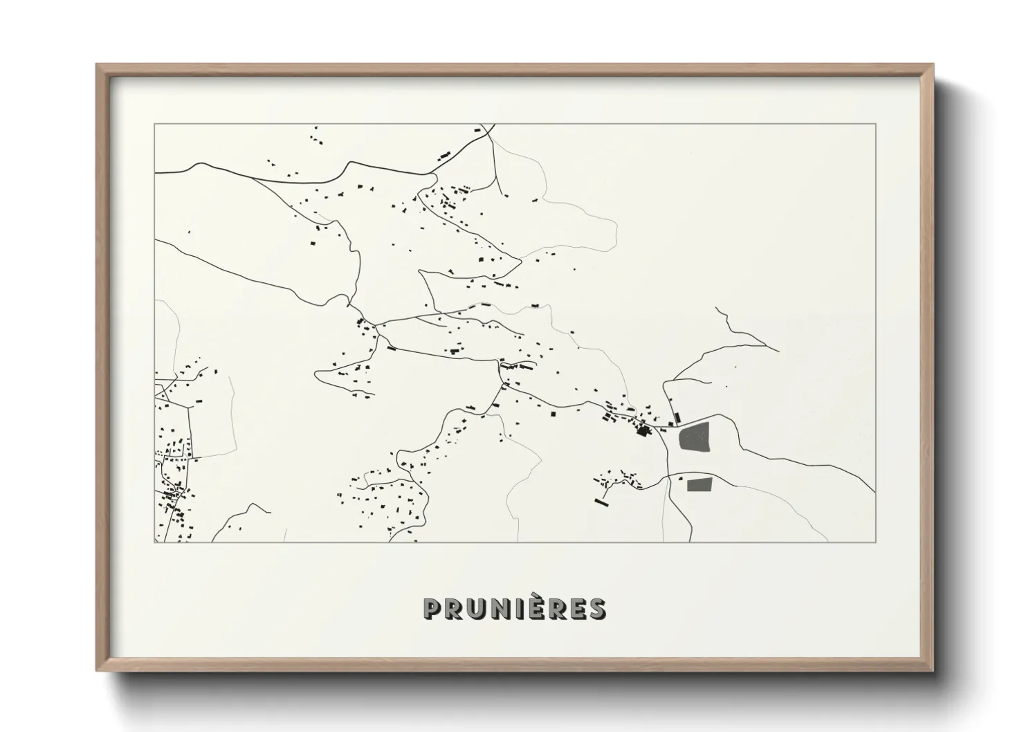 Une affiche de carte sur Prunières