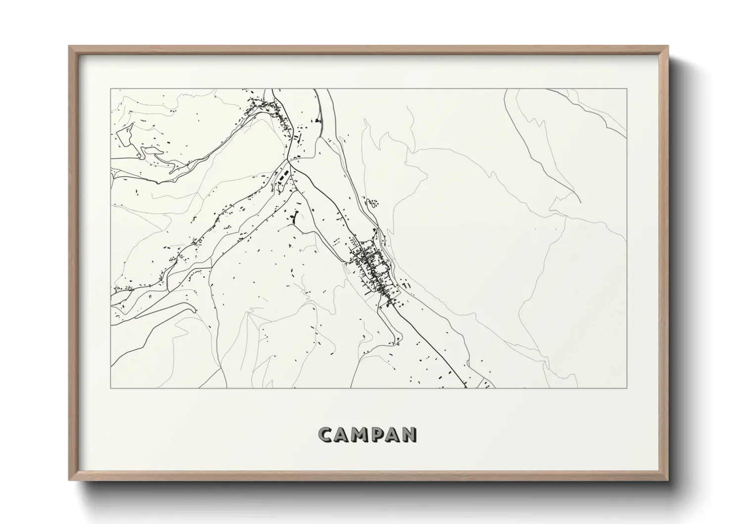 Une affiche de carte sur Campan