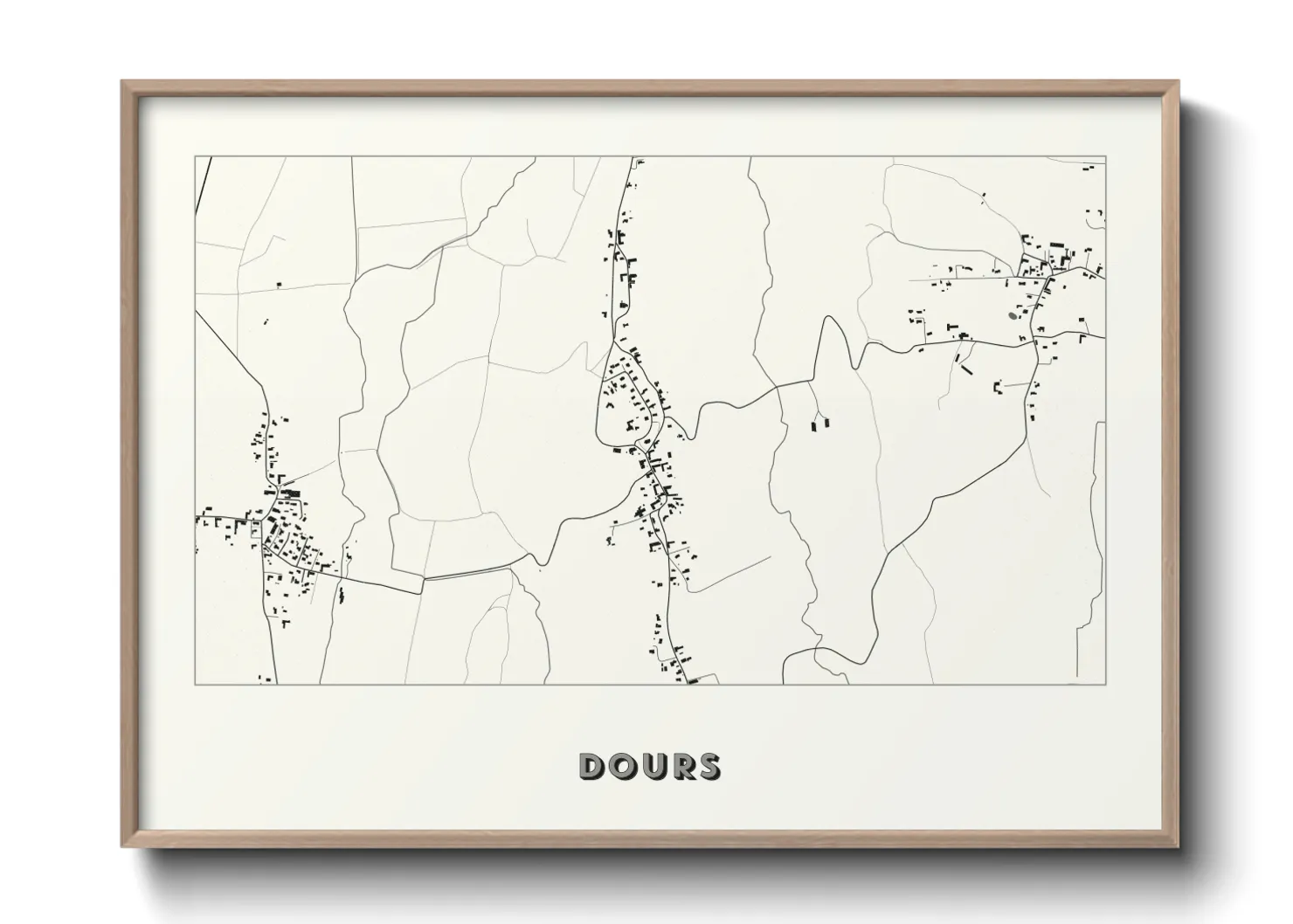 Une affiche de carte sur Dours