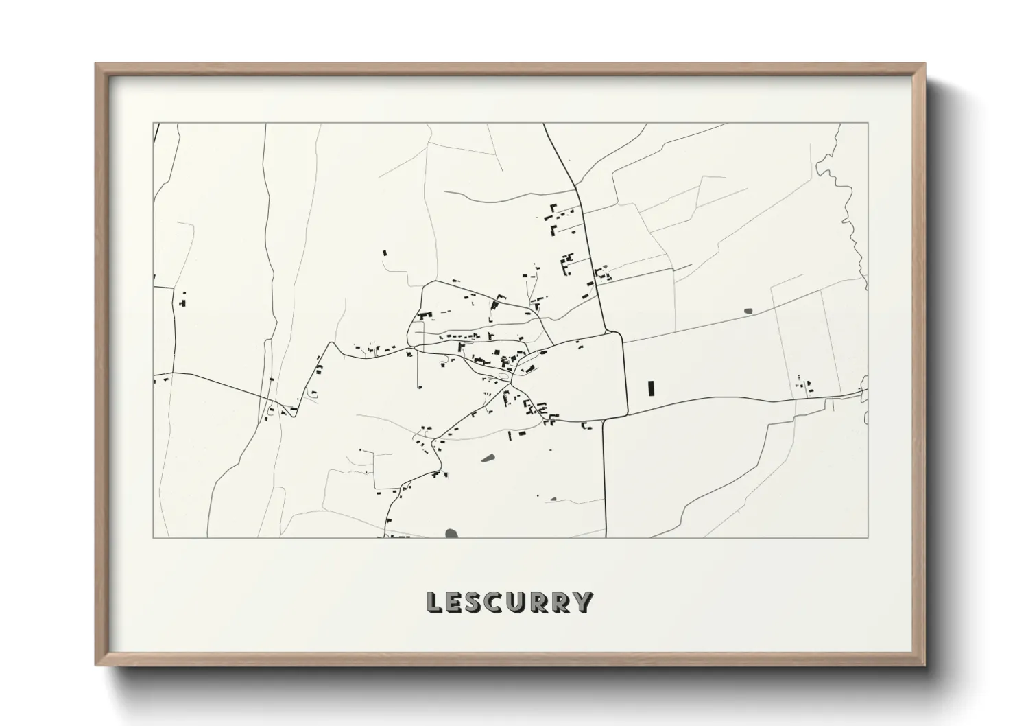 Une affiche de carte sur Lescurry