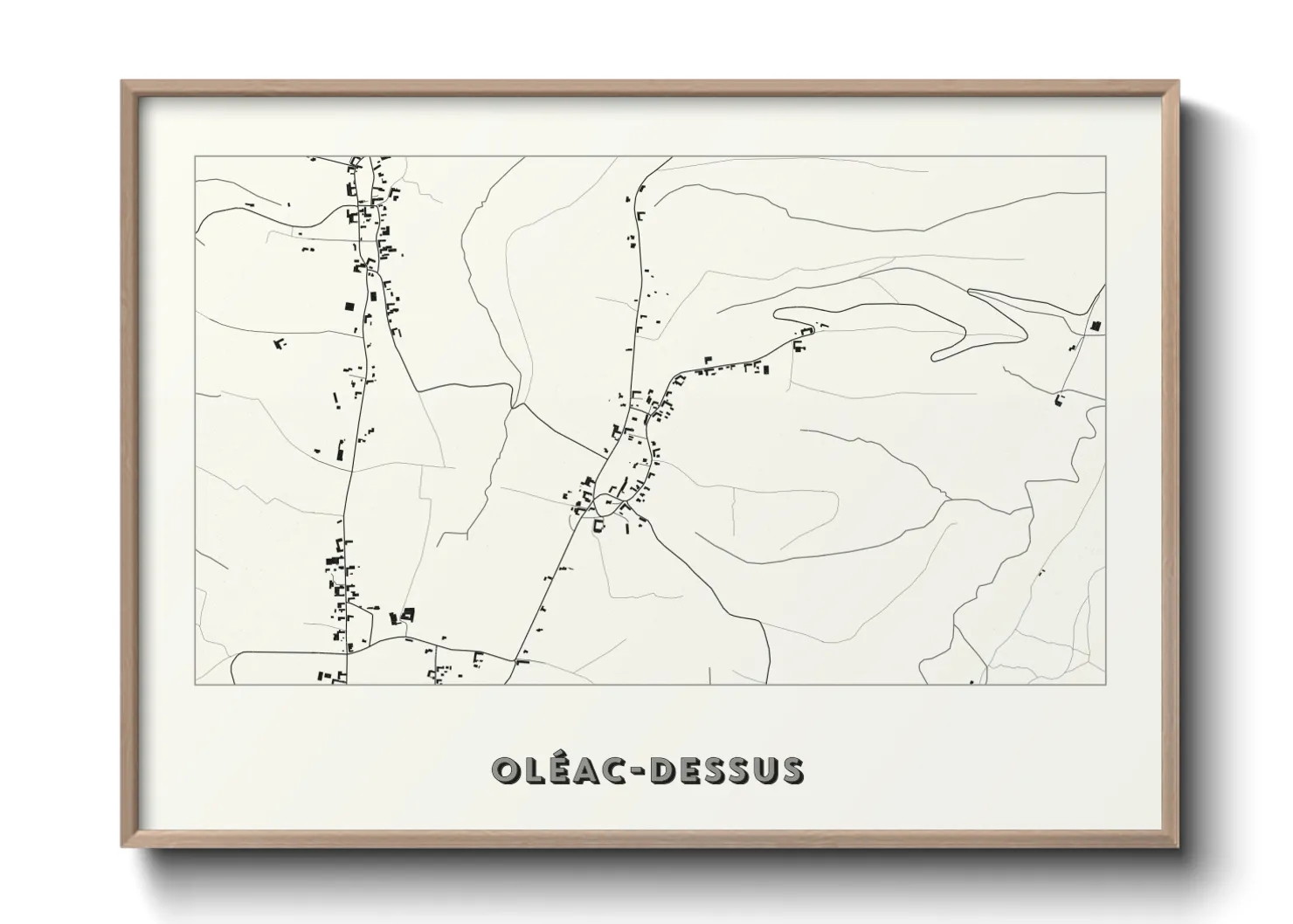 Une affiche de carte sur Oléac-Dessus