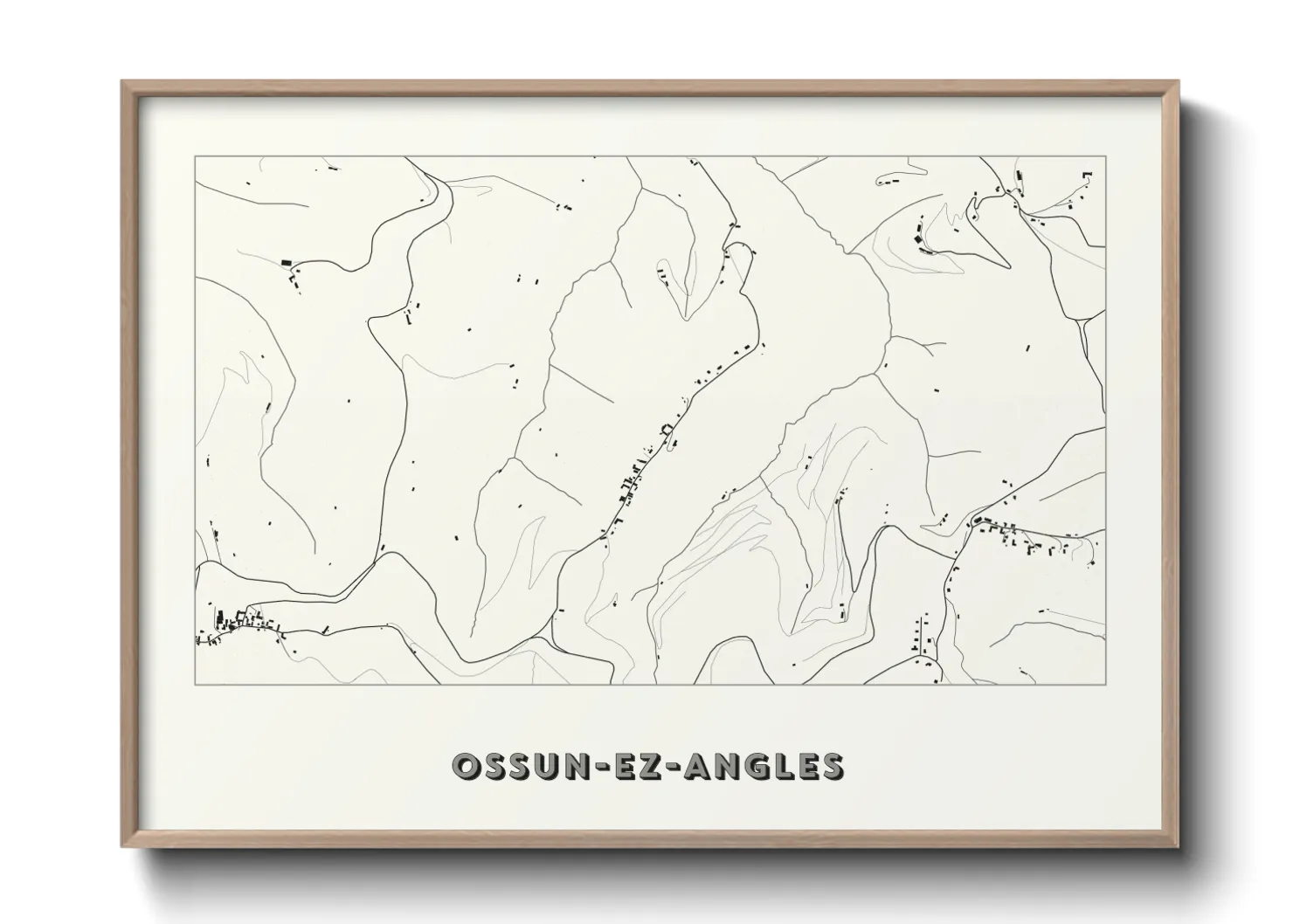 Une affiche de carte sur Ossun-ez-Angles