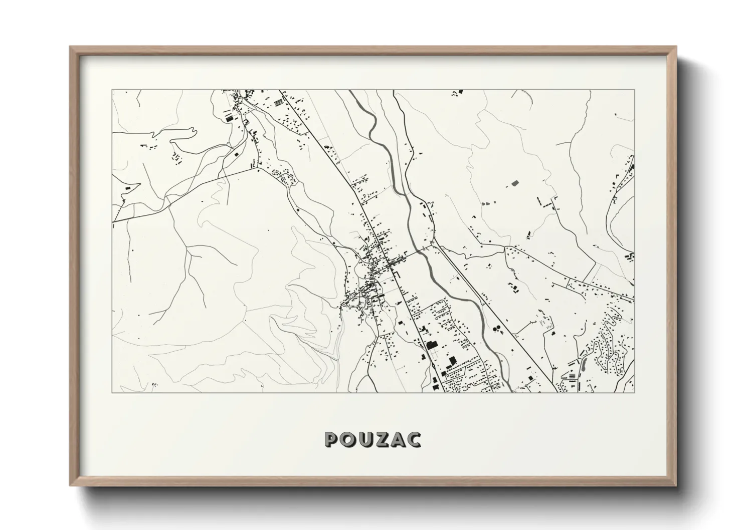 Une affiche de carte sur Pouzac