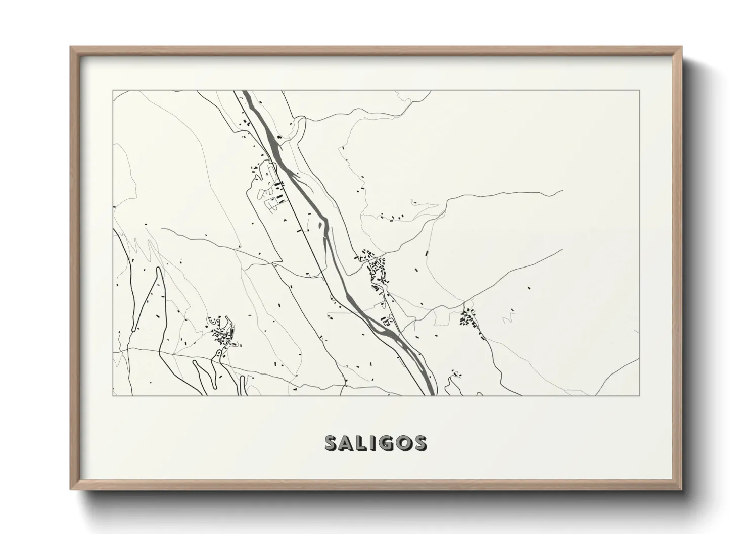 Une affiche de carte sur Saligos
