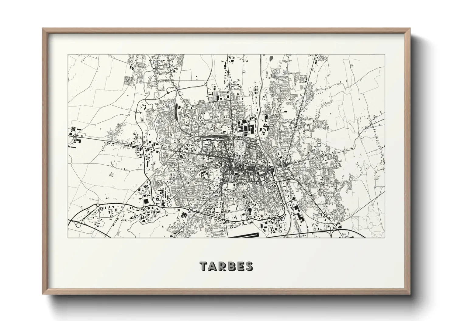 Une affiche de carte sur Tarbes
