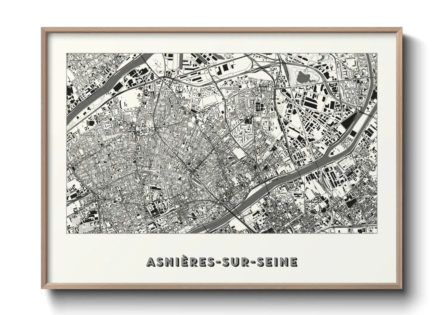 Une affiche de carte sur Asnières-sur-Seine