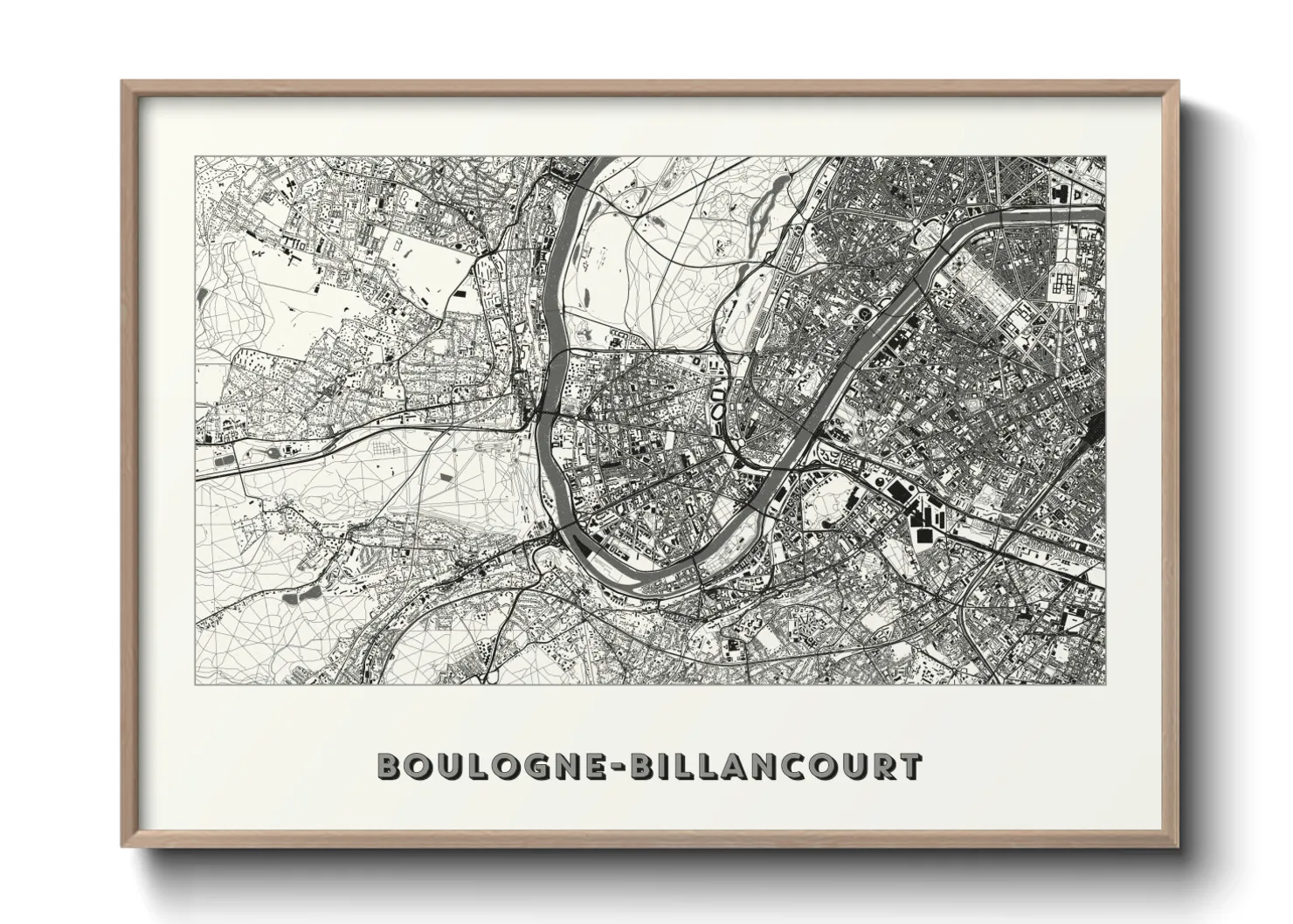 Une affiche de carte sur Boulogne-Billancourt