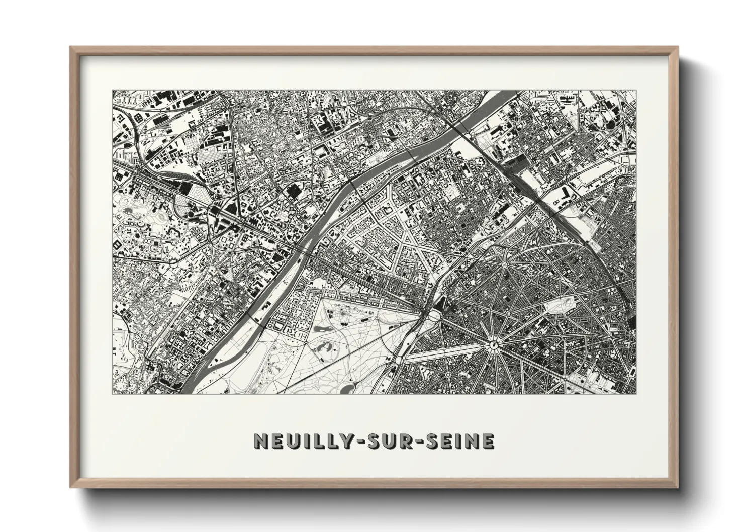 Une affiche de carte sur Neuilly-sur-Seine