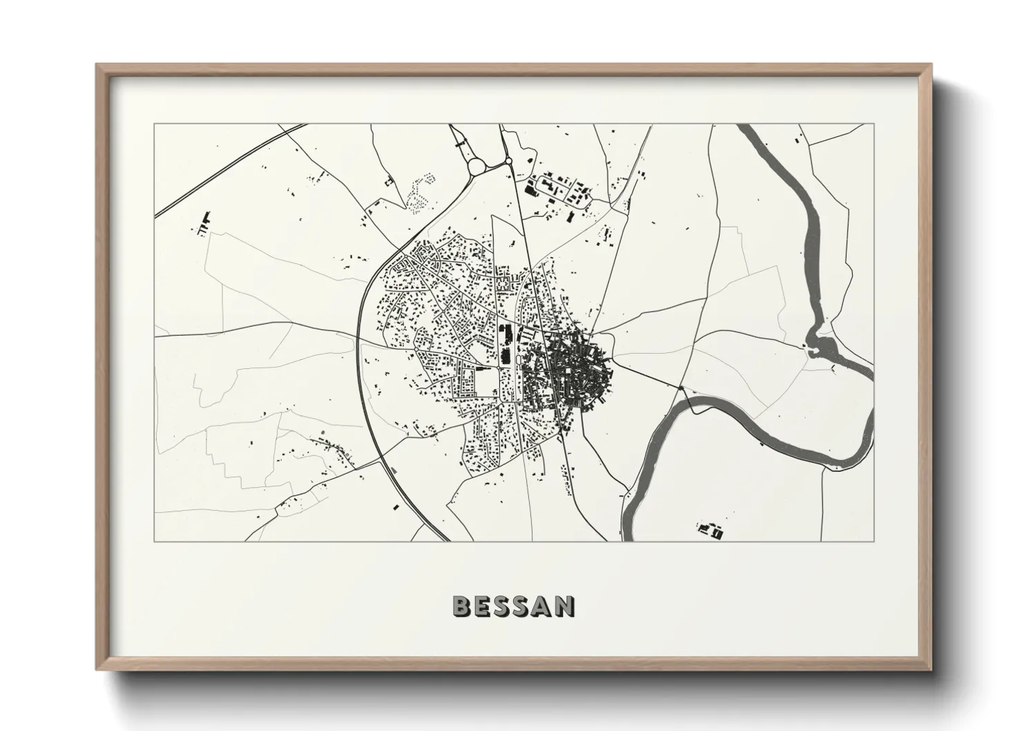 Une affiche de carte sur Bessan