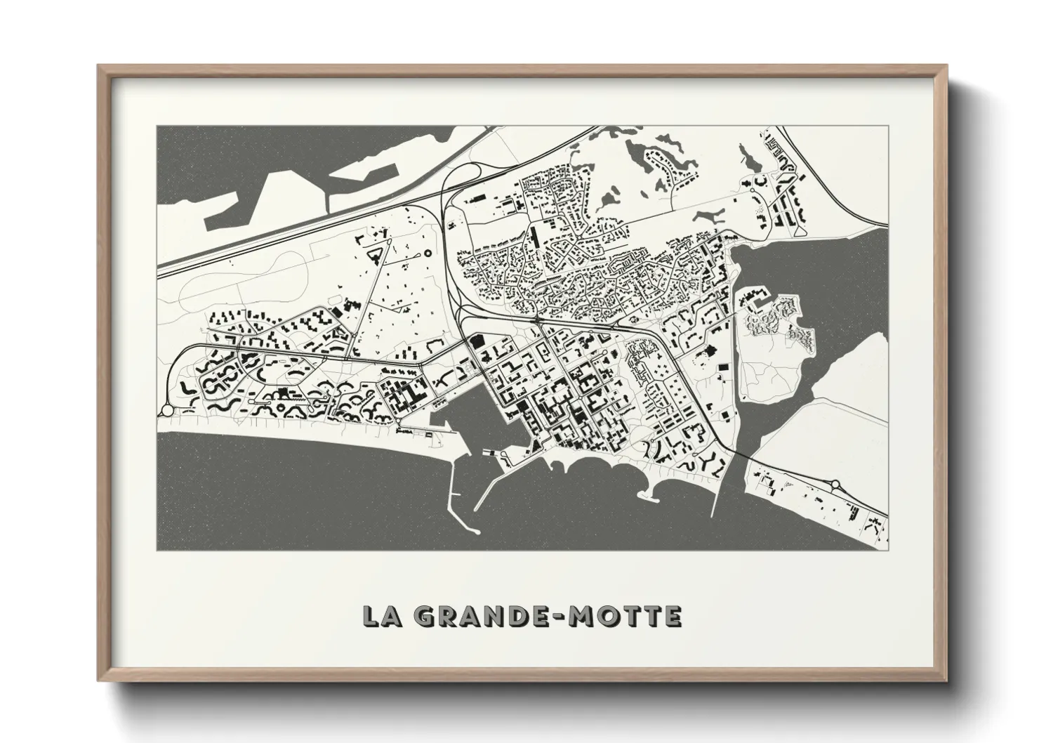 Une affiche de carte sur La Grande-Motte