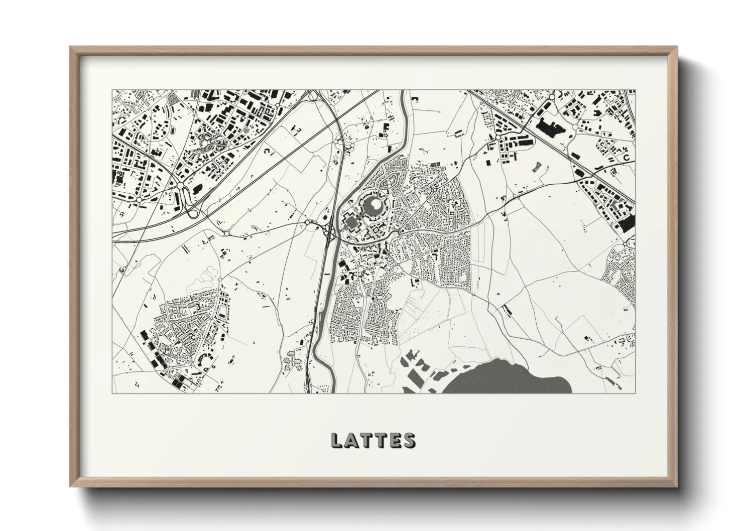 Une affiche de carte sur Lattes